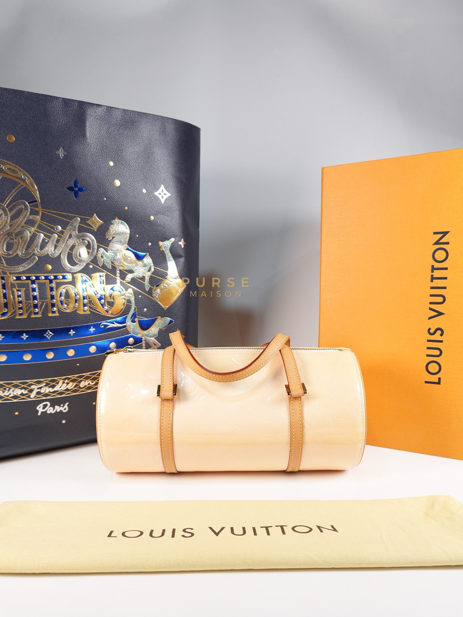Bedford Bag in Beige Monogram Vernis Leather & Gold Hardware (Date Code: VI0094) | Purse Maison Luxury Bags Shop