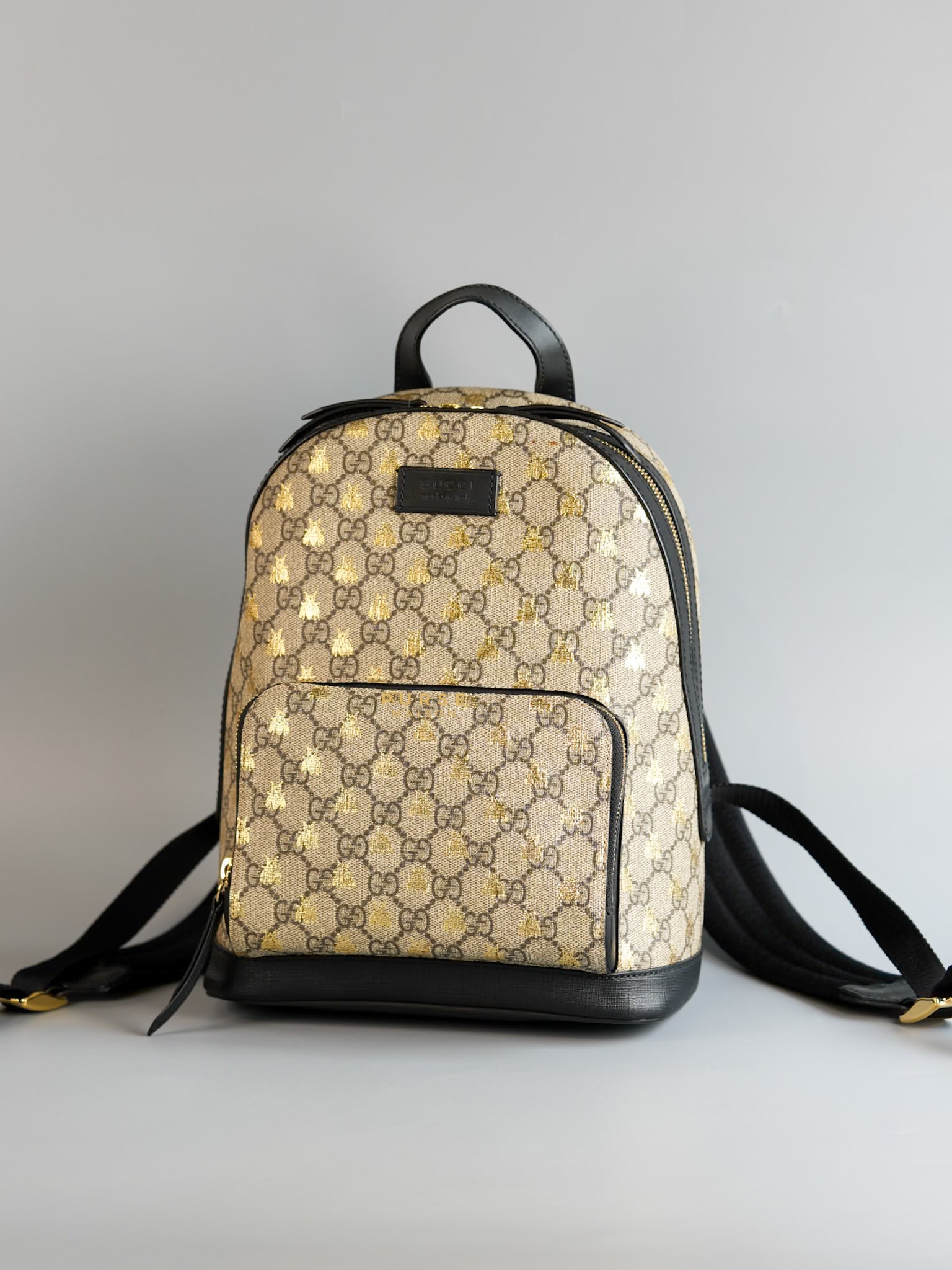 Beige/Black GG Supreme Canvas BeeBackpack | Purse Maison Luxury Bags Shop