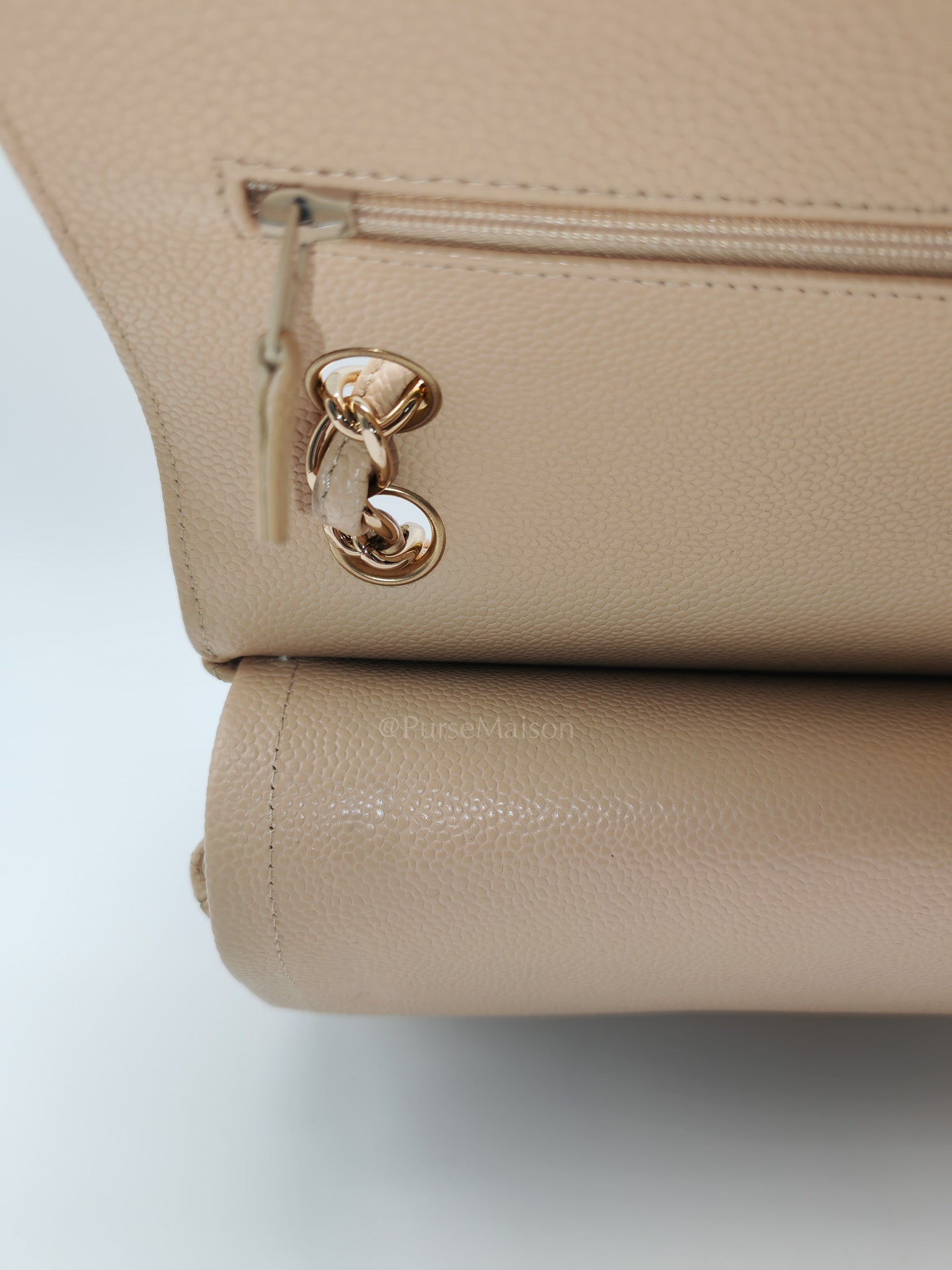 Classic Double Flap Jumbo in Beige Clair Quilted Caviar Leather & Gold Hardware Series 18