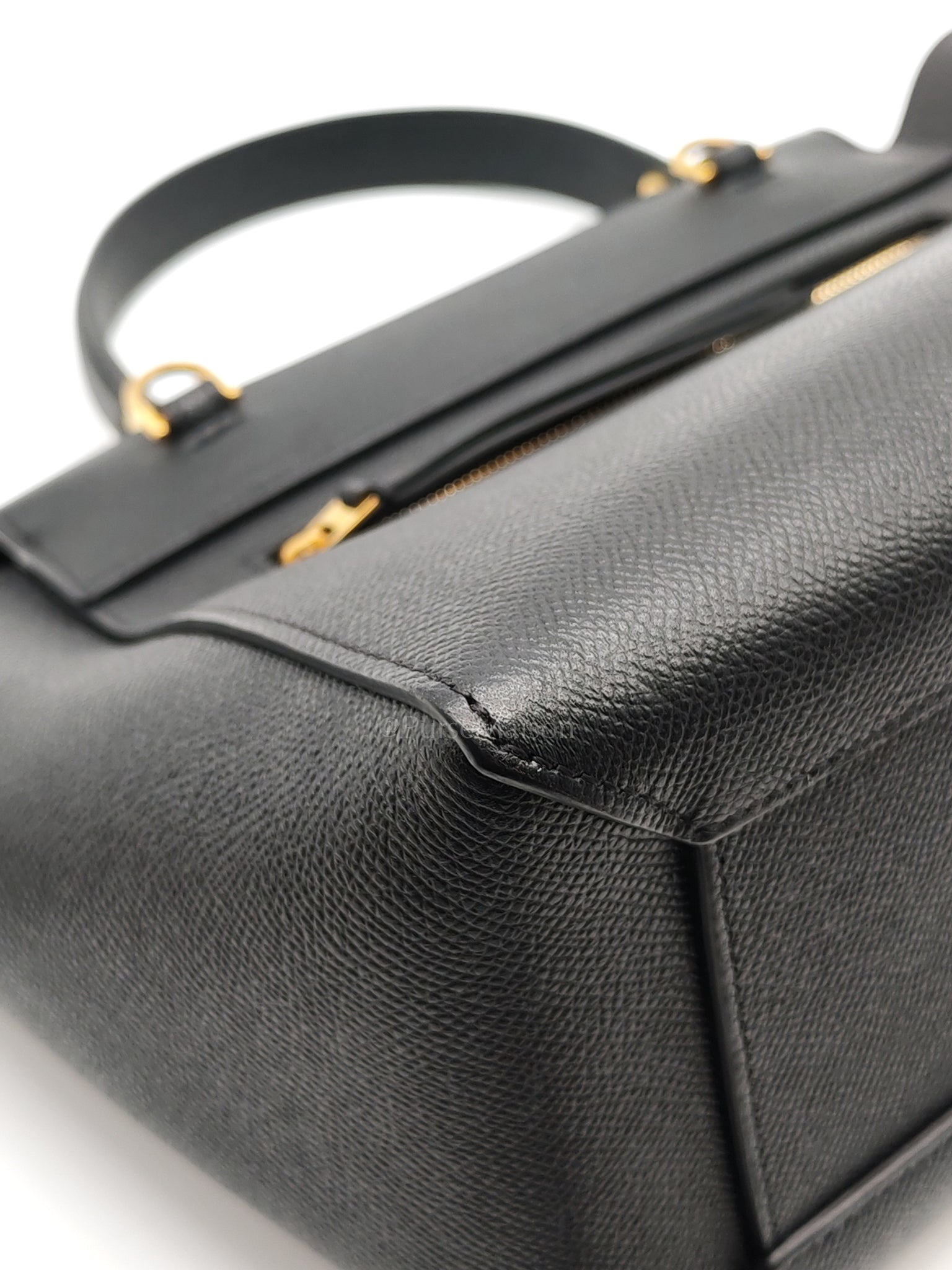 Belt Bag Micro in Black Grained Calfskin Leather | Purse Maison Luxury Bags Shop