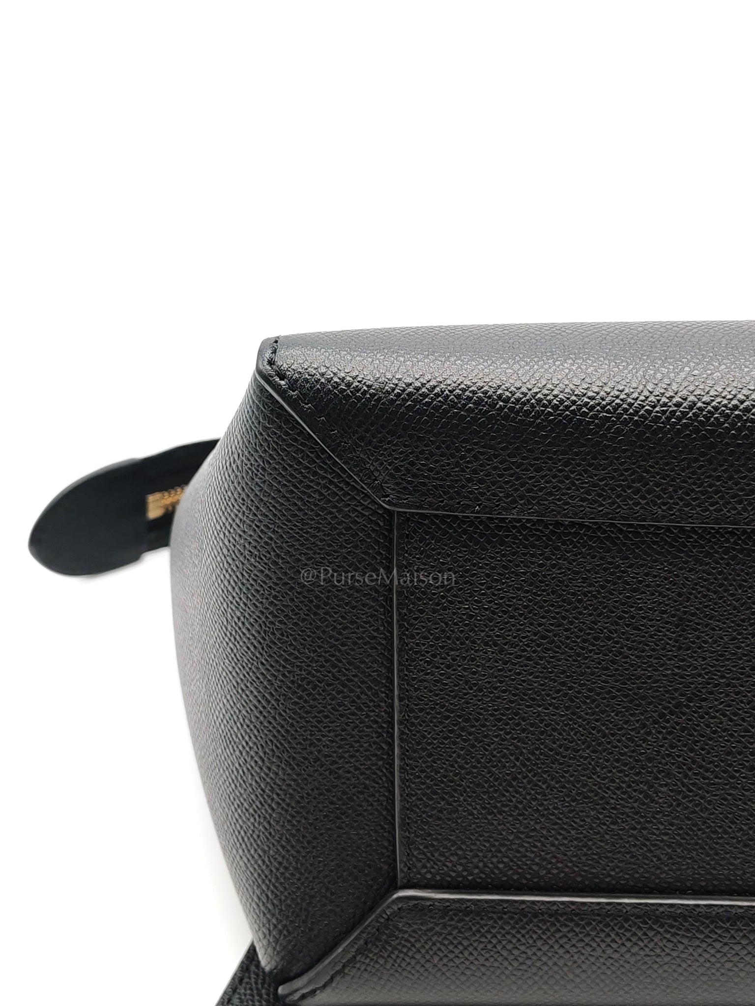 Belt Bag Micro in Black Grained Calfskin Leather | Purse Maison Luxury Bags Shop