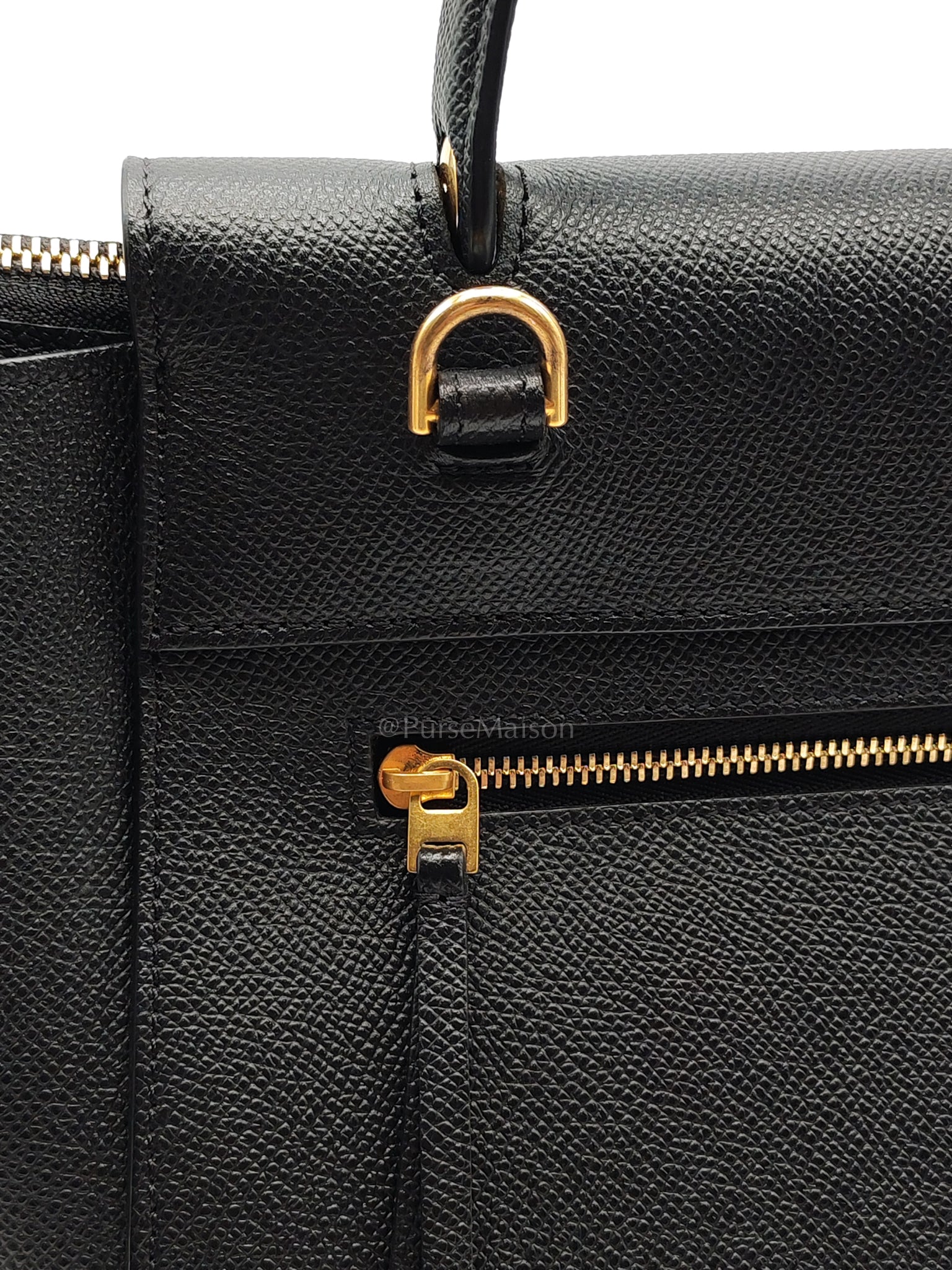 Belt Bag Micro in Black Grained Calfskin Leather | Purse Maison Luxury Bags Shop