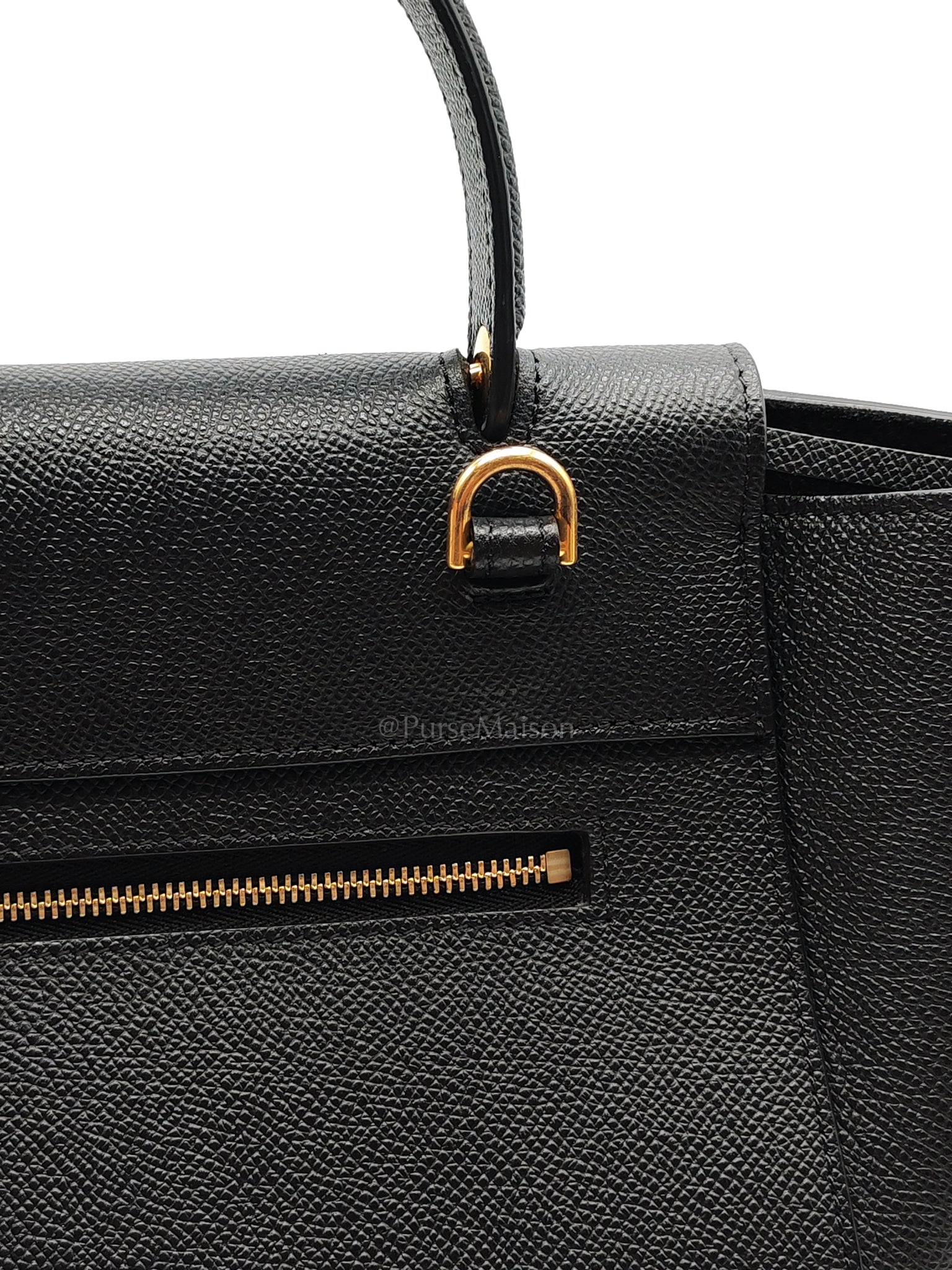 Belt Bag Micro in Black Grained Calfskin Leather | Purse Maison Luxury Bags Shop