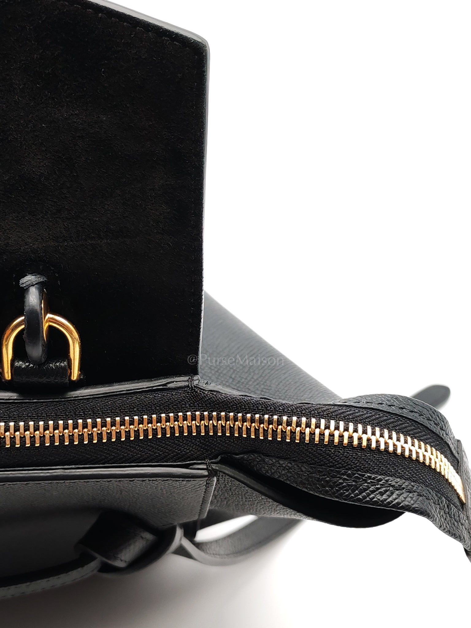 Belt Bag Micro in Black Grained Calfskin Leather | Purse Maison Luxury Bags Shop