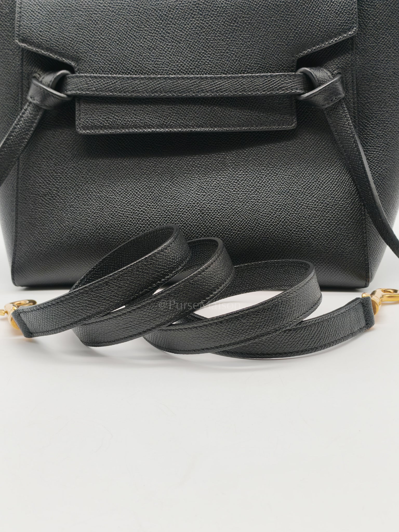 Belt Bag Micro in Black Grained Calfskin Leather | Purse Maison Luxury Bags Shop
