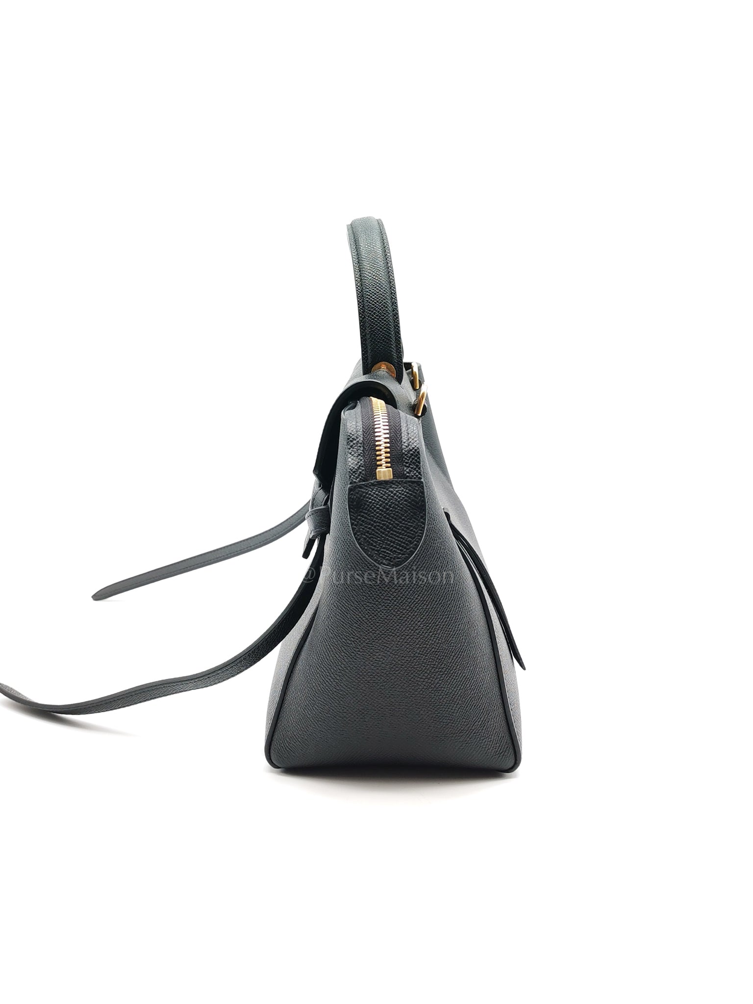 Belt Bag Micro in Black Grained Calfskin Leather | Purse Maison Luxury Bags Shop