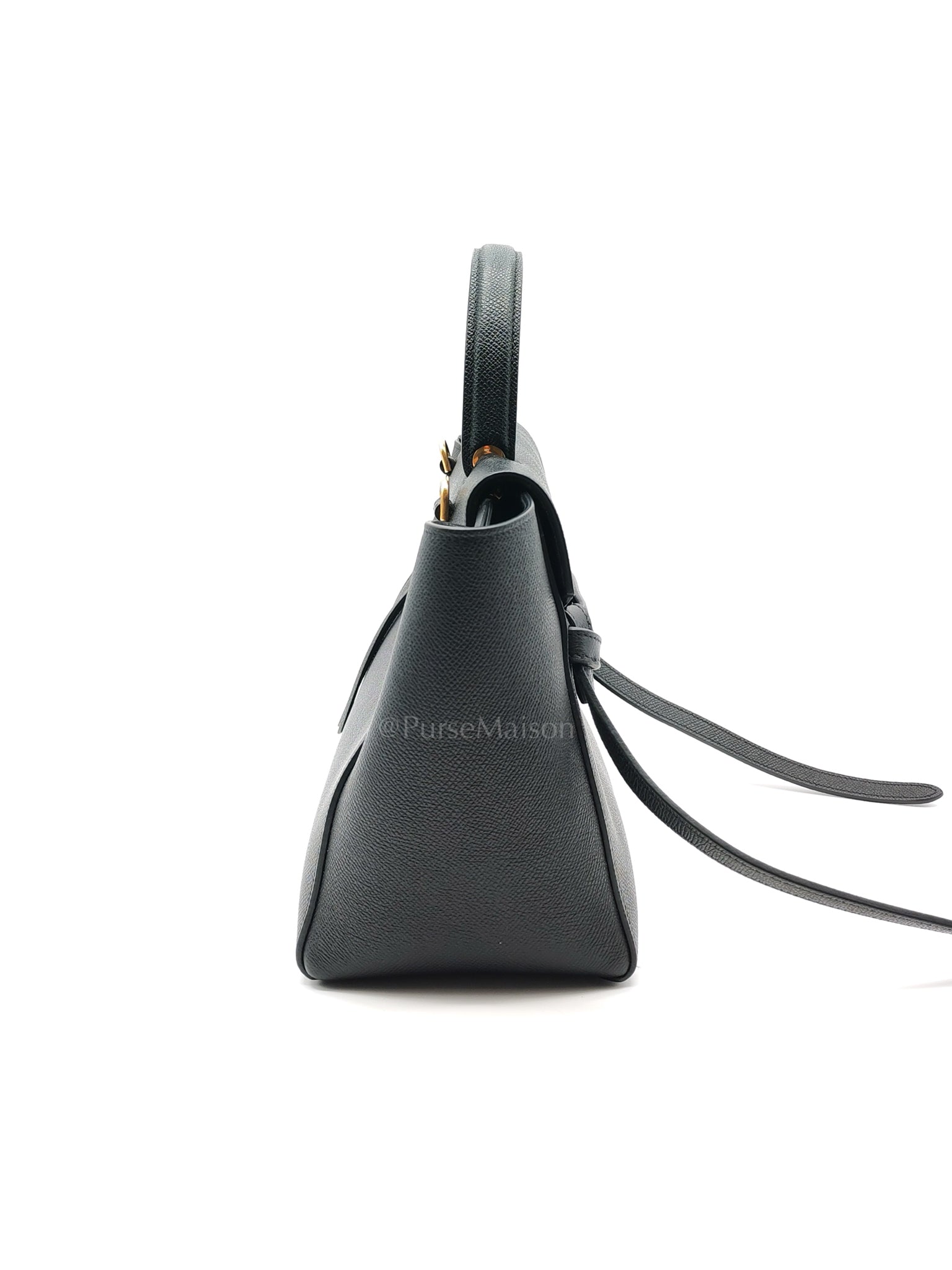 Belt Bag Micro in Black Grained Calfskin Leather | Purse Maison Luxury Bags Shop