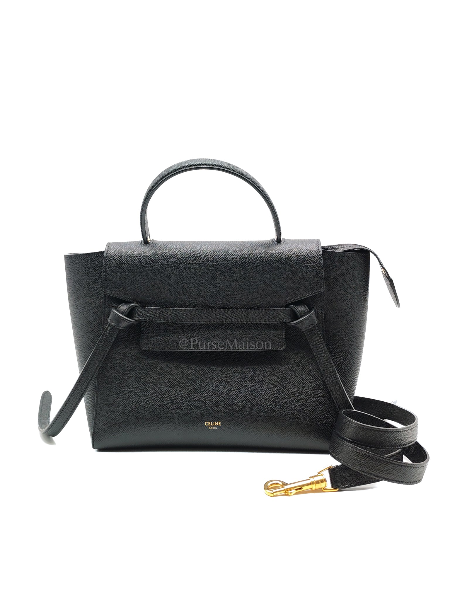 Belt Bag Micro in Black Grained Calfskin Leather | Purse Maison Luxury Bags Shop