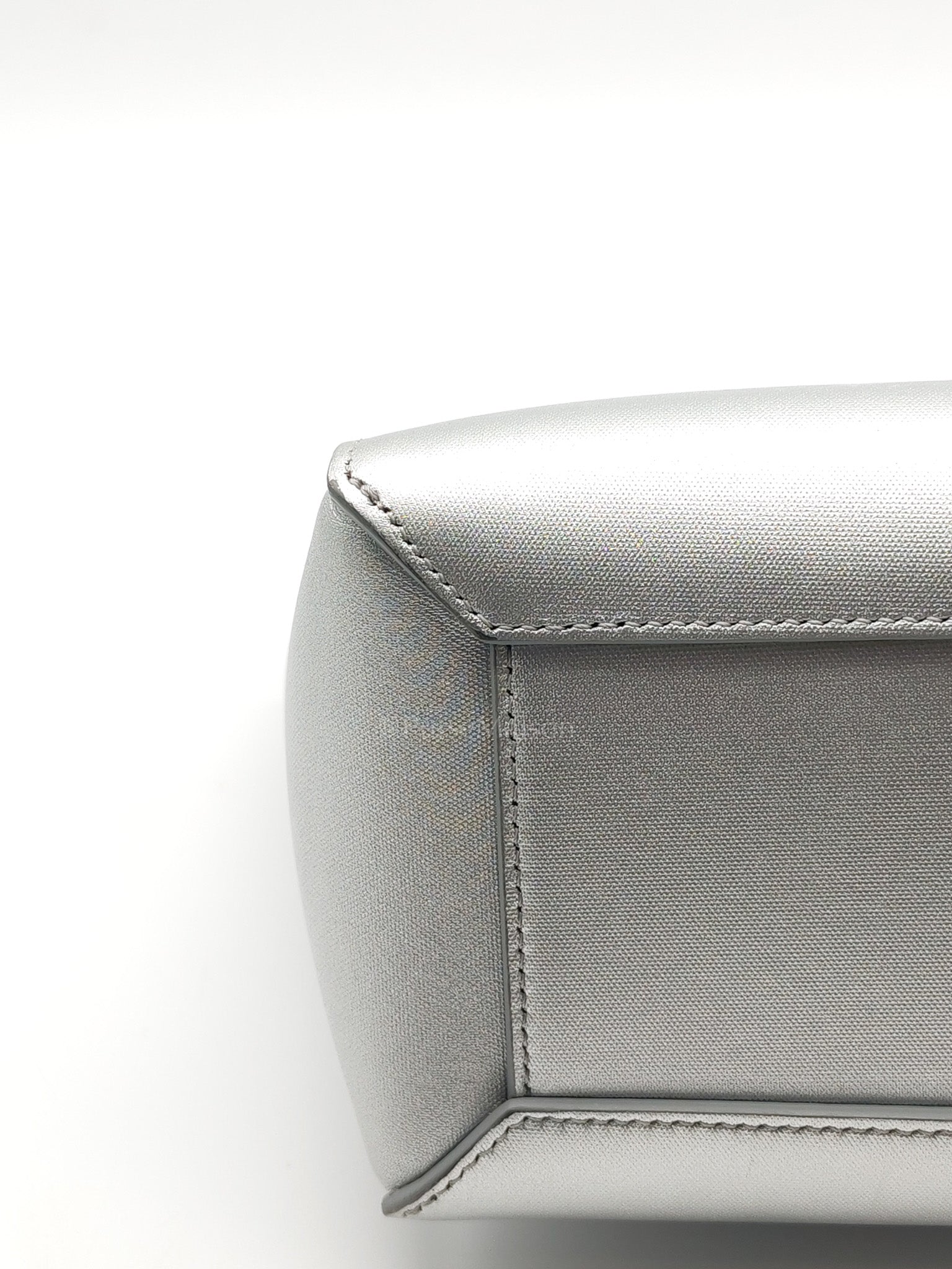 Belt Bag Nano in Silver Laminated Calfskin Leather & Silver Hardware | Purse Maison Luxury Bags Shop