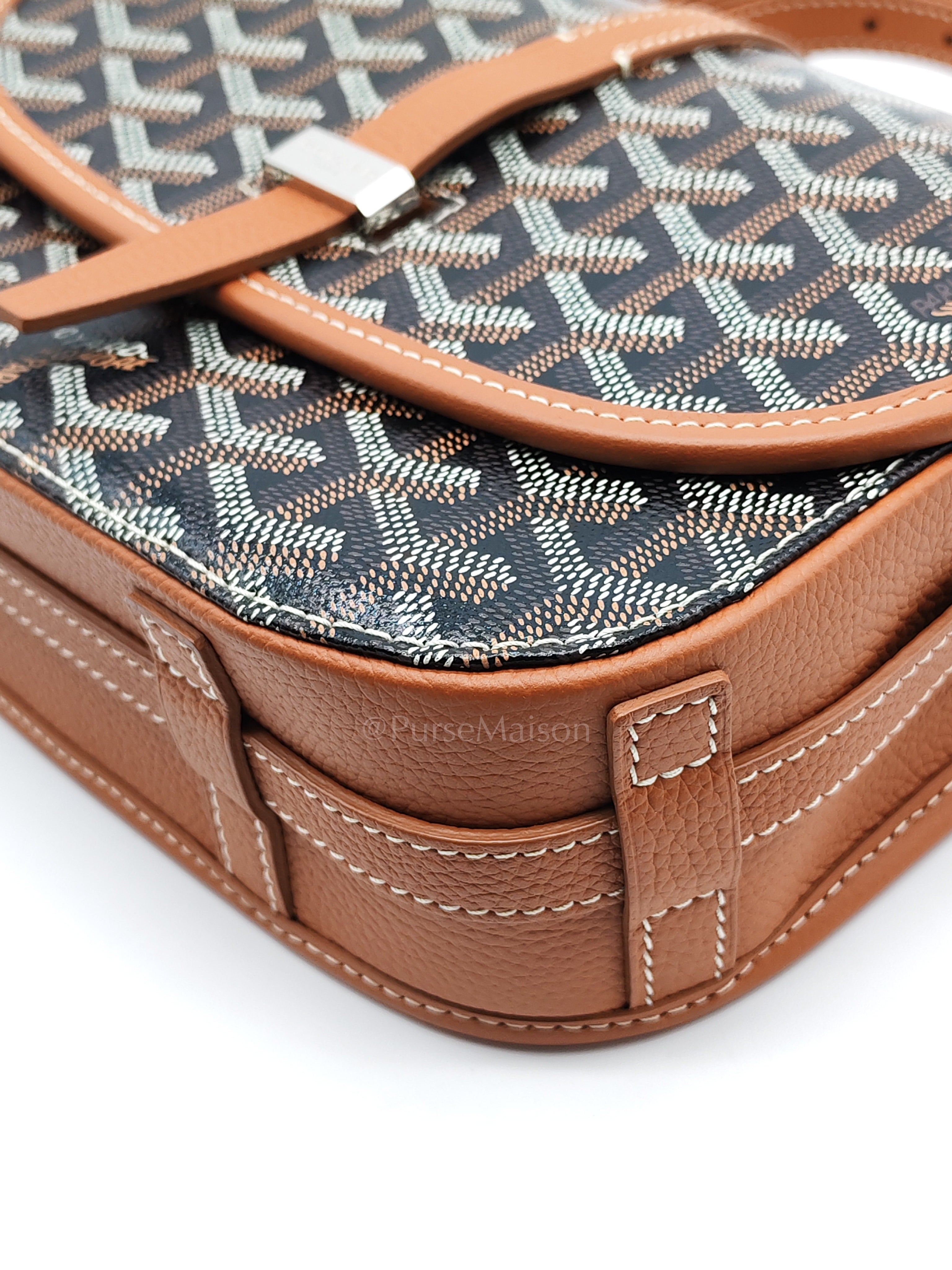 Belvedere PM Crossbody Bag in Tan Goyardine Canvas & Silver Hardware | Purse Maison Luxury Bags Shop