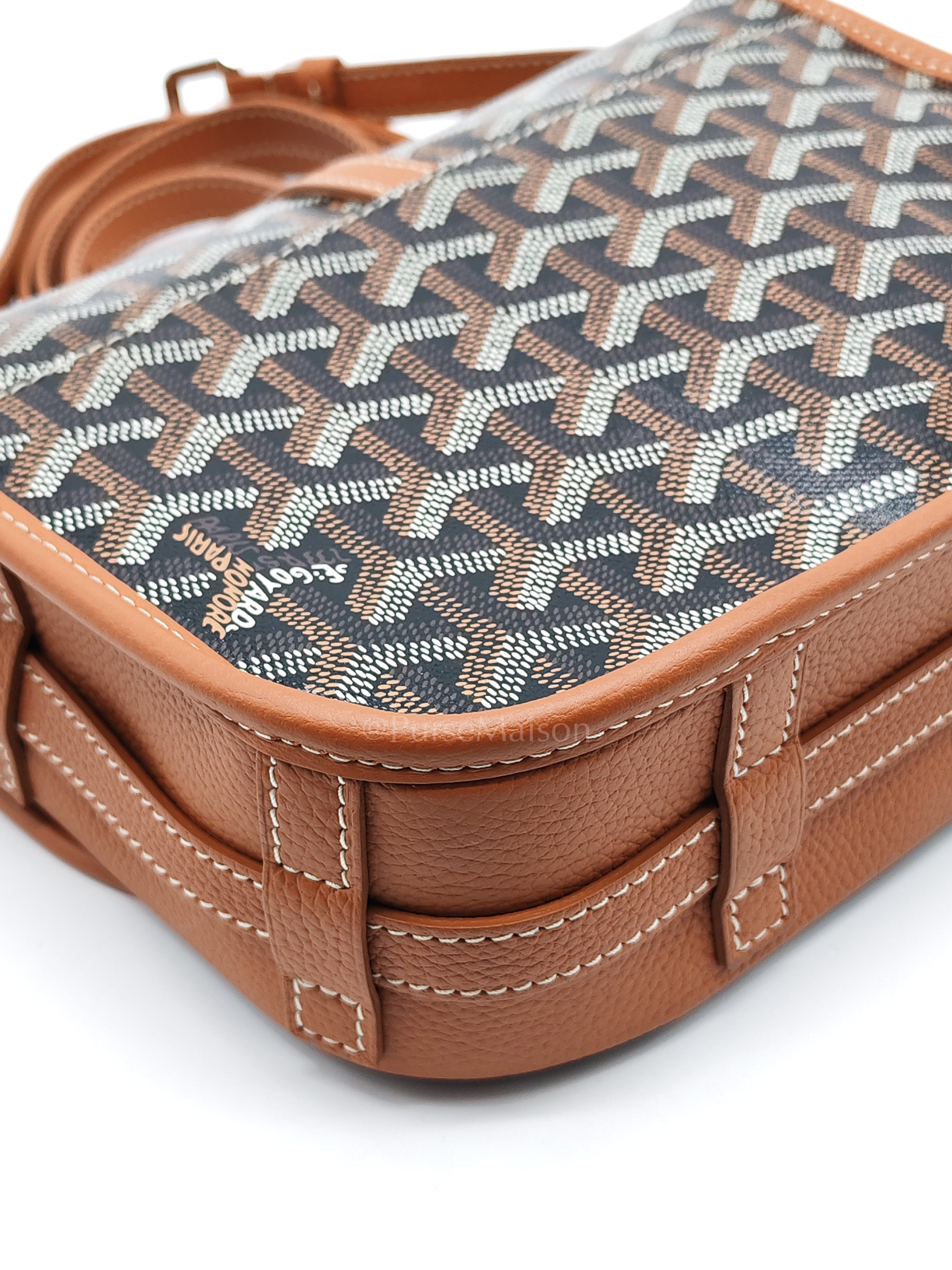 Belvedere PM Crossbody Bag in Tan Goyardine Canvas & Silver Hardware | Purse Maison Luxury Bags Shop
