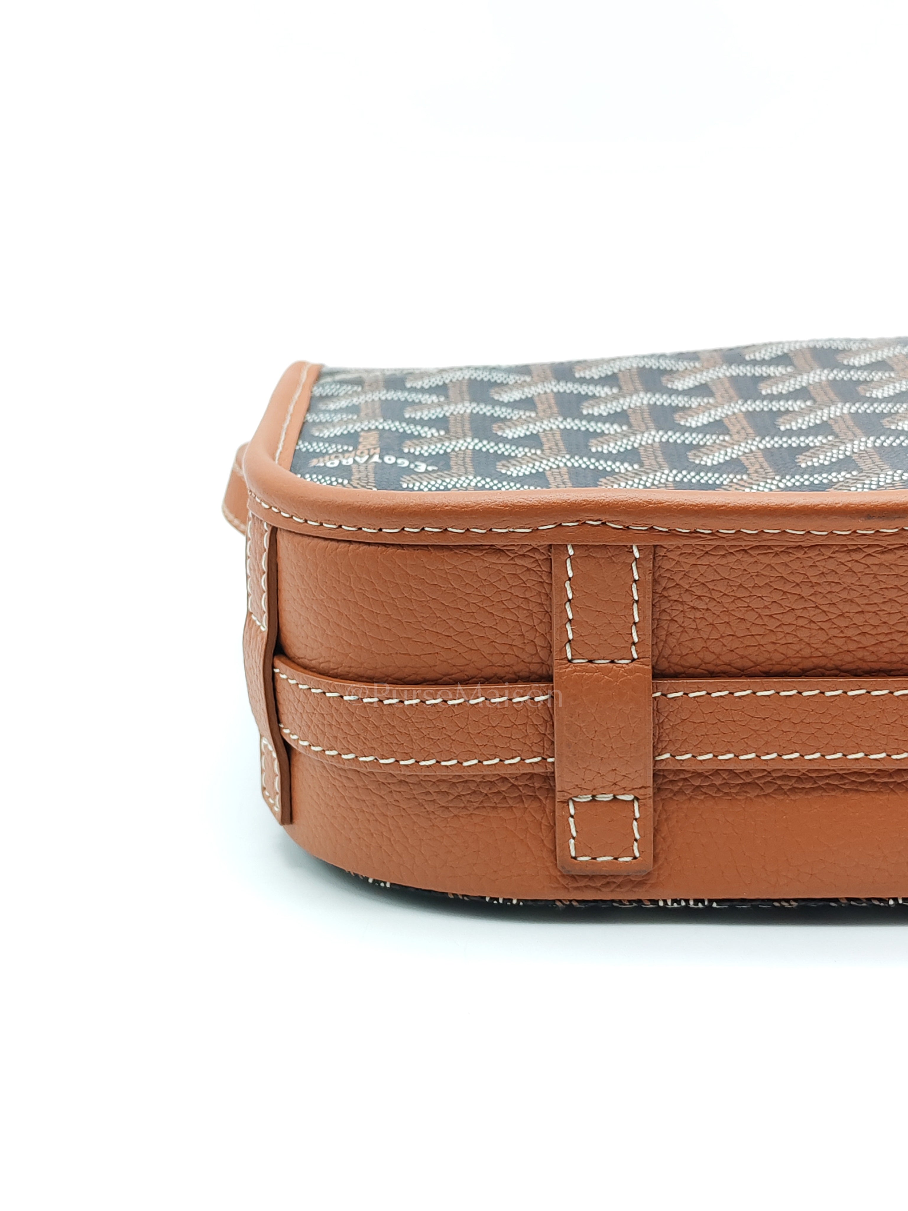 Belvedere PM Crossbody Bag in Tan Goyardine Canvas & Silver Hardware | Purse Maison Luxury Bags Shop