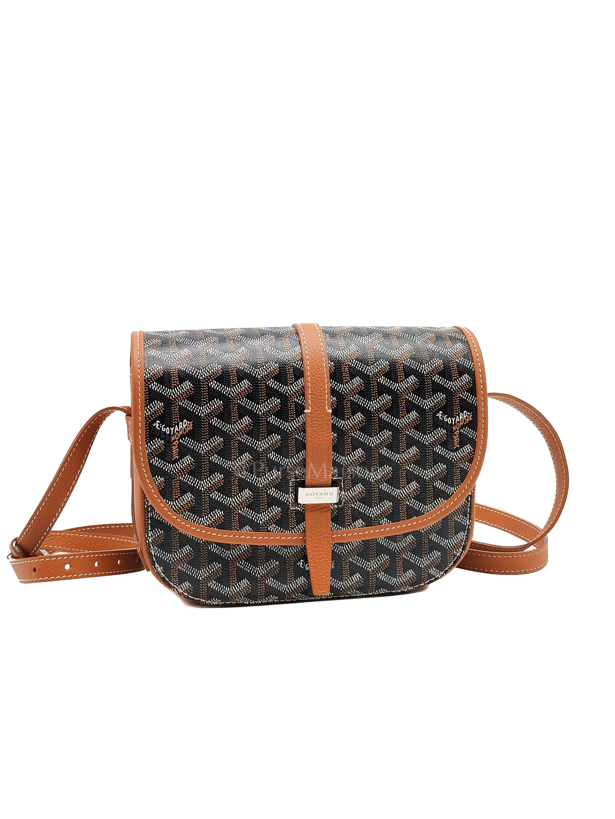 Belvedere PM Crossbody Bag in Tan Goyardine Canvas & Silver Hardware | Purse Maison Luxury Bags Shop