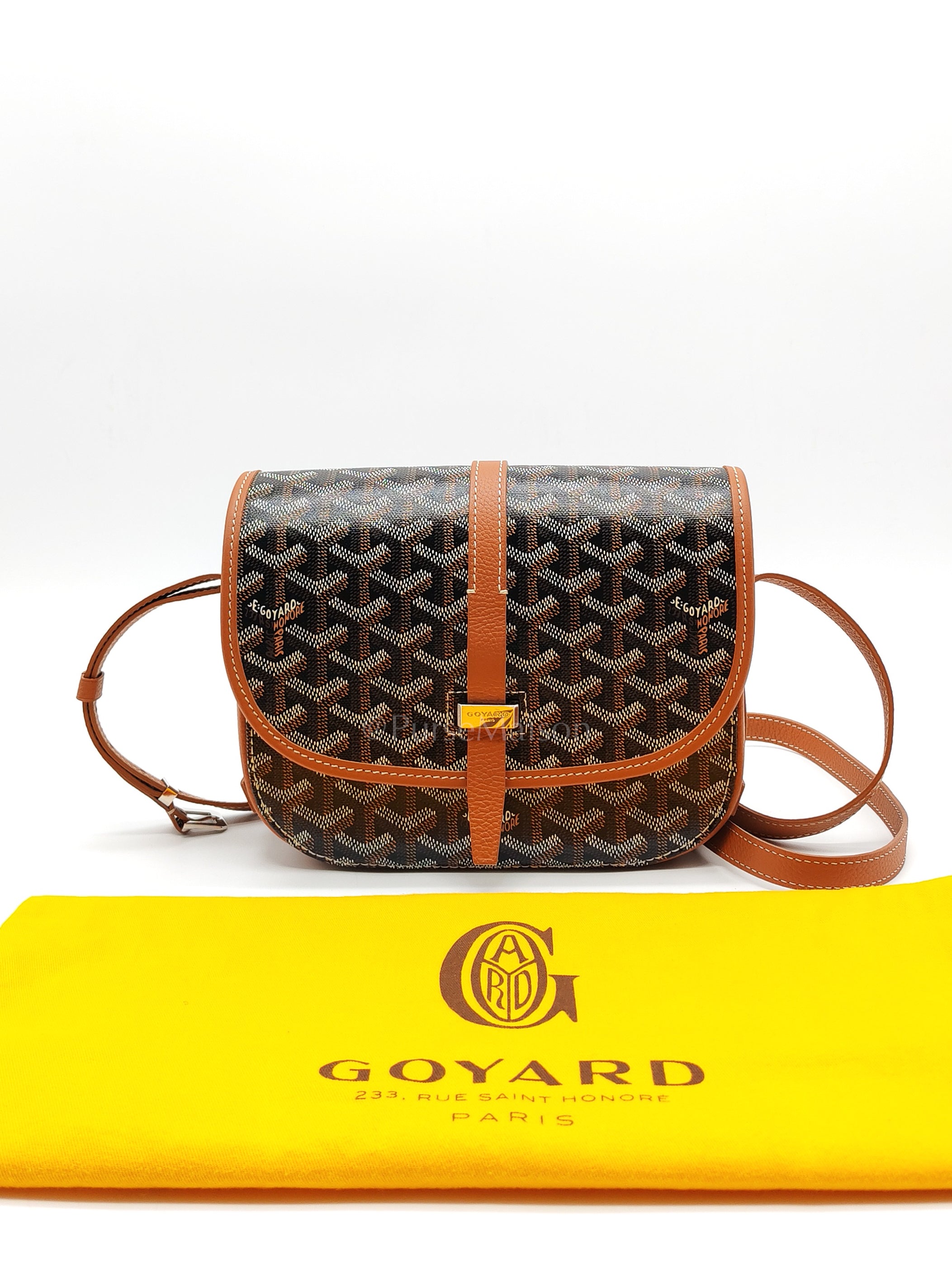 Belvedere PM Crossbody Bag in Tan Goyardine Canvas & Silver Hardware | Purse Maison Luxury Bags Shop