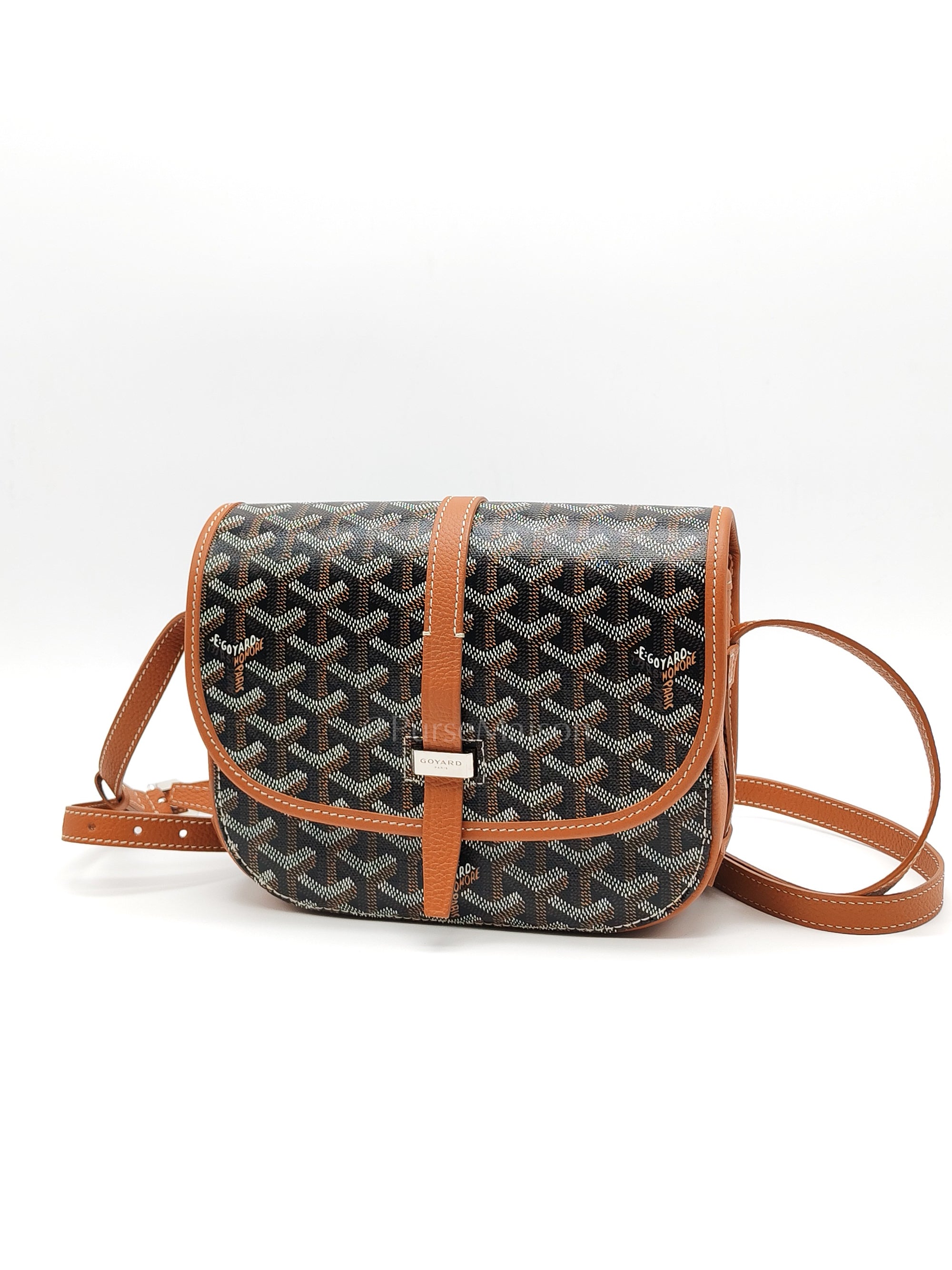 Belvedere PM Crossbody Bag in Tan Goyardine Canvas & Silver Hardware | Purse Maison Luxury Bags Shop