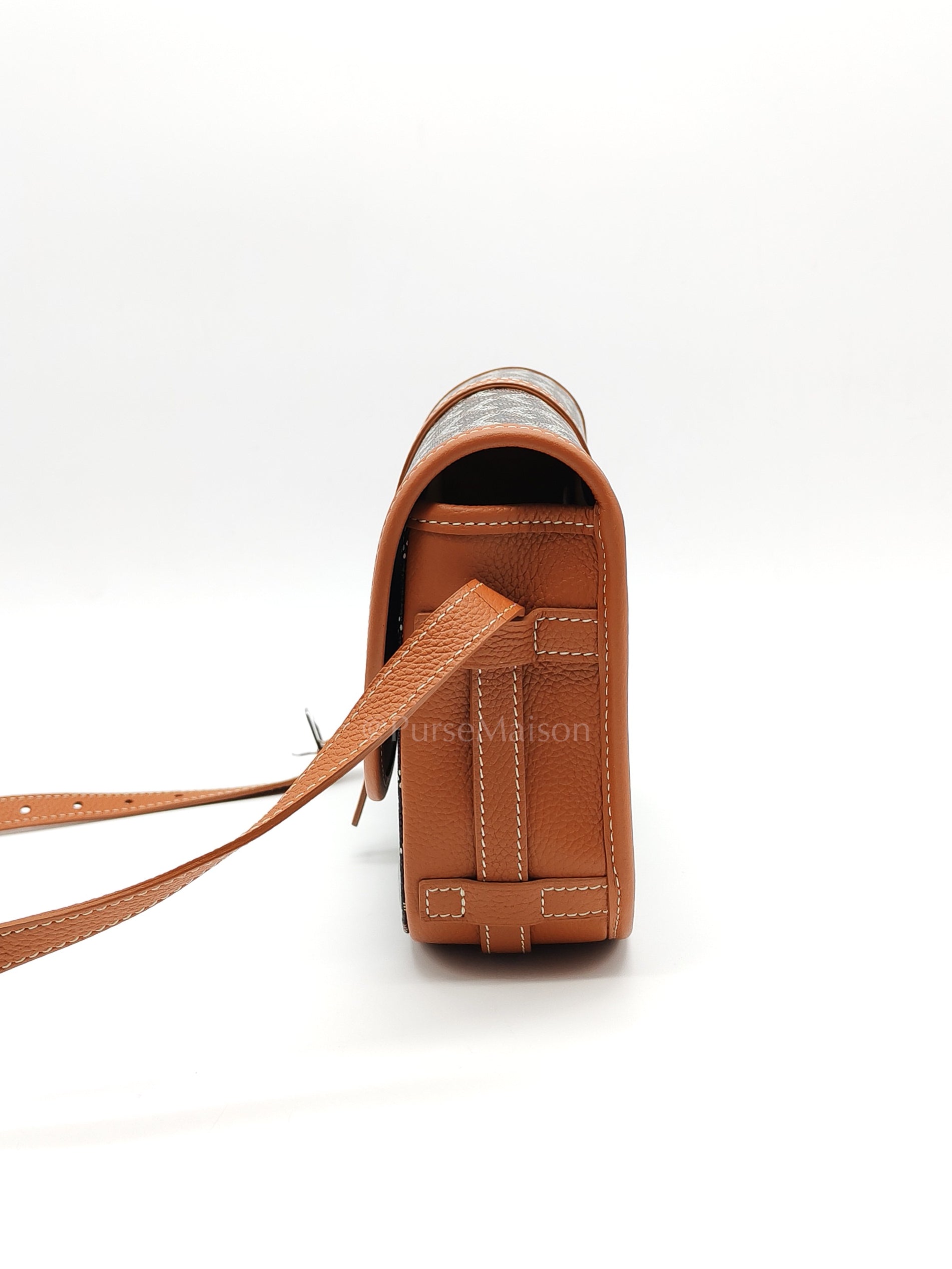 Belvedere PM Crossbody Bag in Tan Goyardine Canvas & Silver Hardware | Purse Maison Luxury Bags Shop