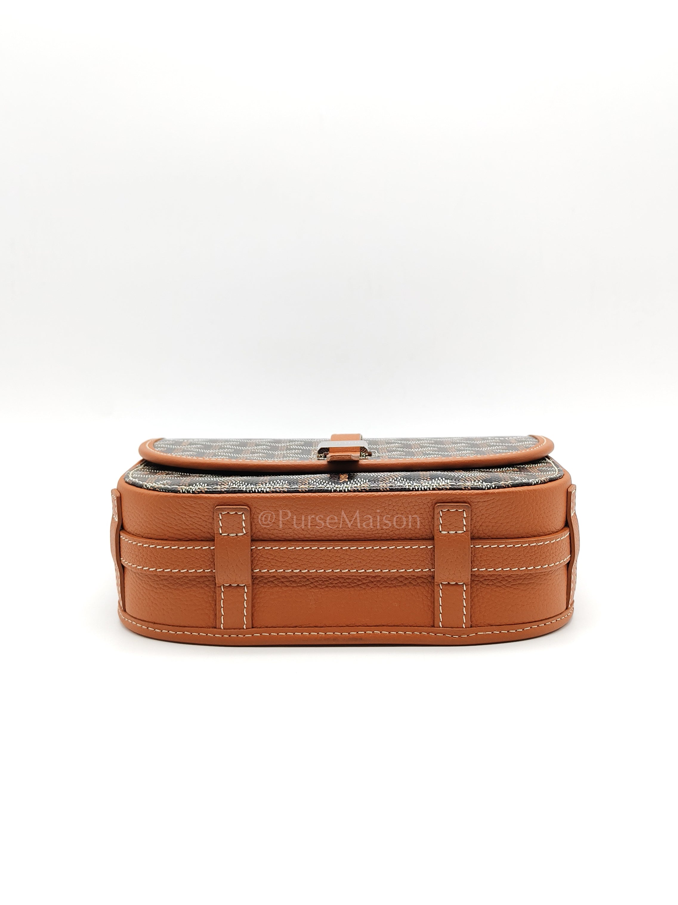 Belvedere PM Crossbody Bag in Tan Goyardine Canvas & Silver Hardware | Purse Maison Luxury Bags Shop