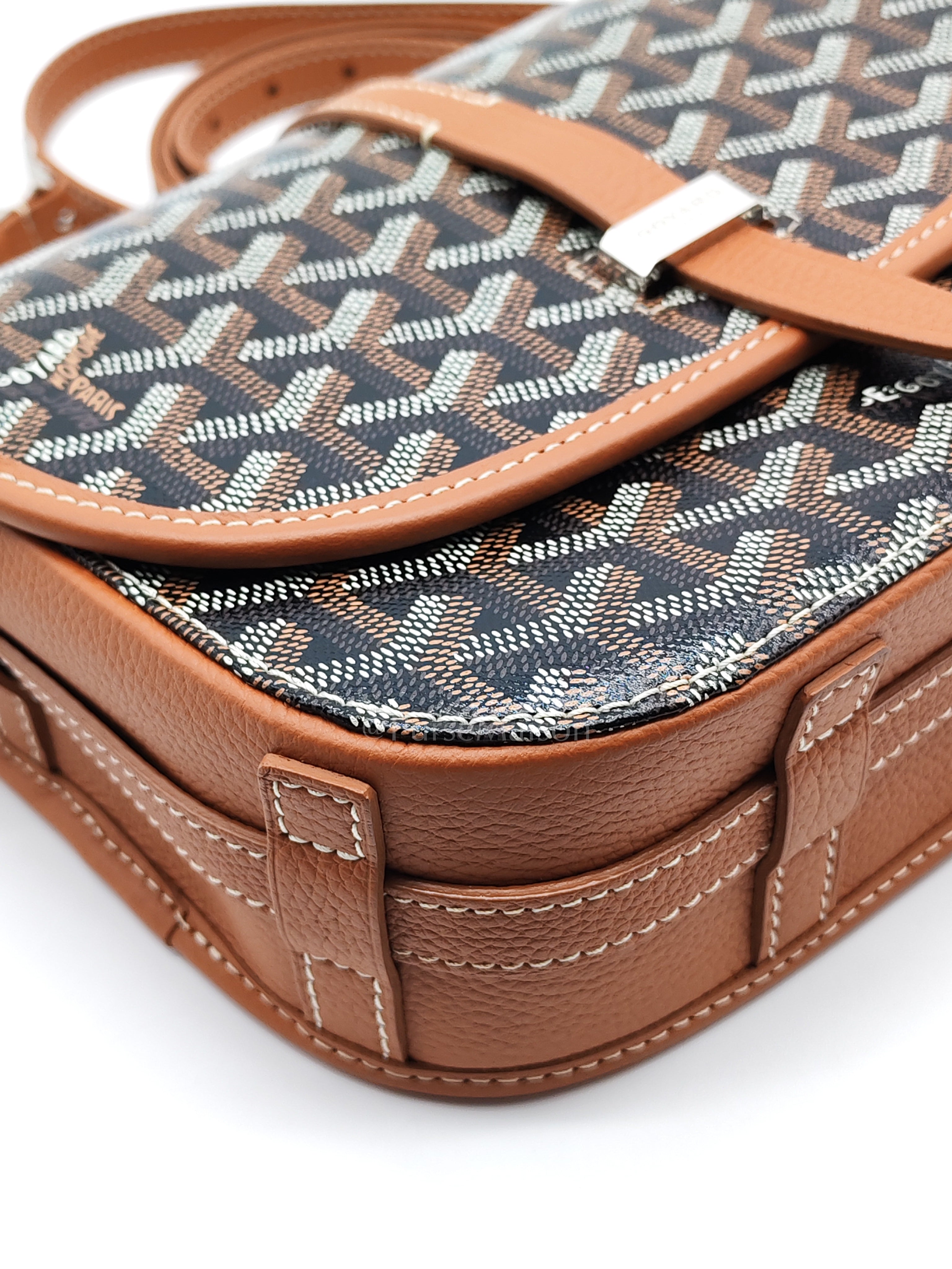 Belvedere PM Crossbody Bag in Tan Goyardine Canvas & Silver Hardware | Purse Maison Luxury Bags Shop