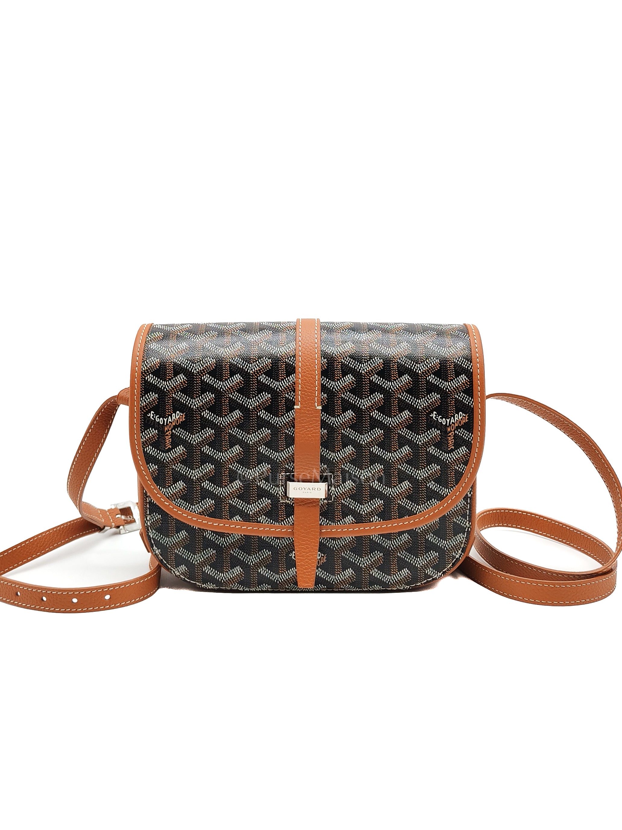 Belvedere PM Crossbody Bag in Tan Goyardine Canvas & Silver Hardware | Purse Maison Luxury Bags Shop
