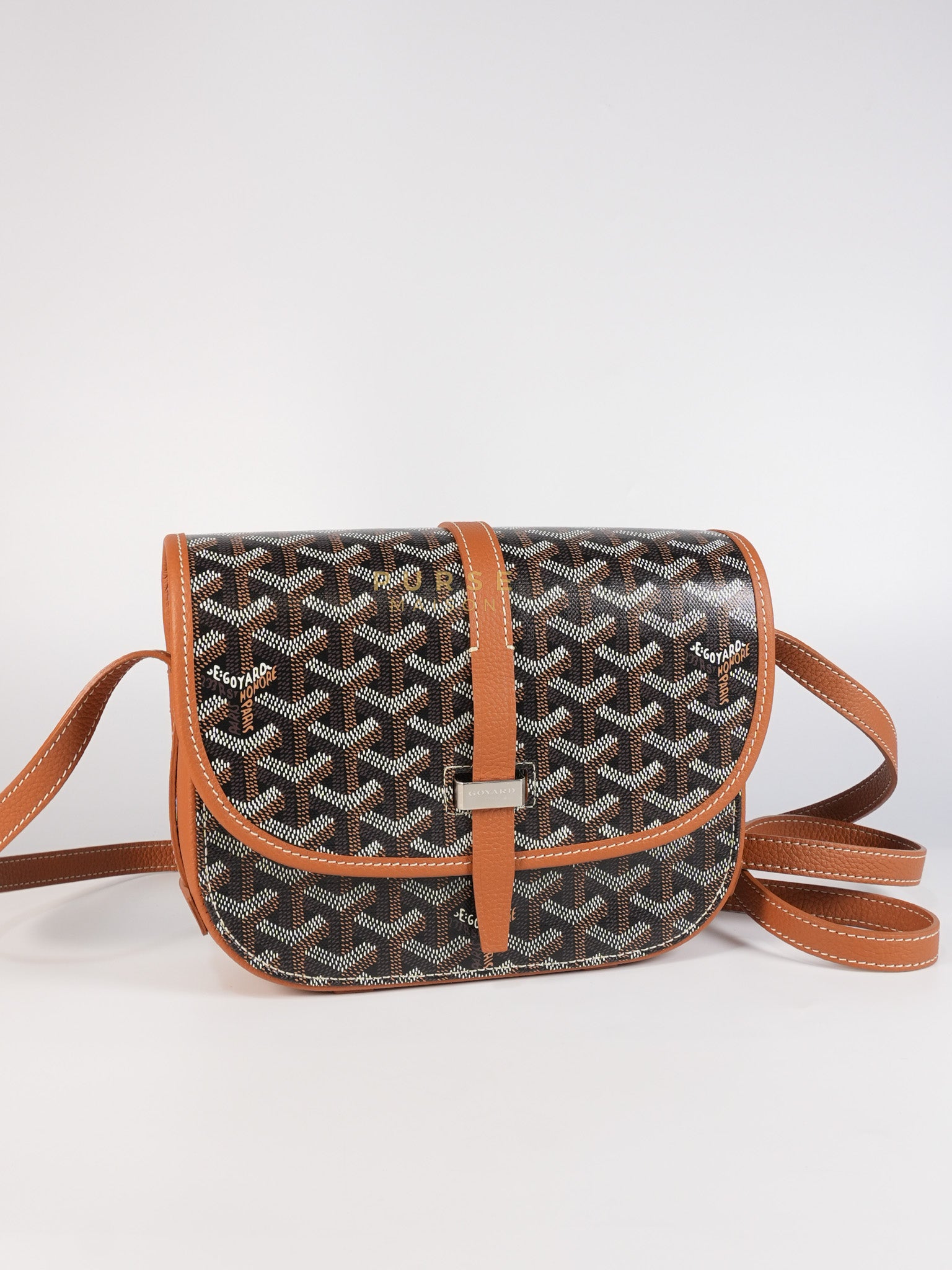 Belvedere PM Noir Et Naturel/Tan Goyardine Canvas | Purse Maison Luxury Bags Shop