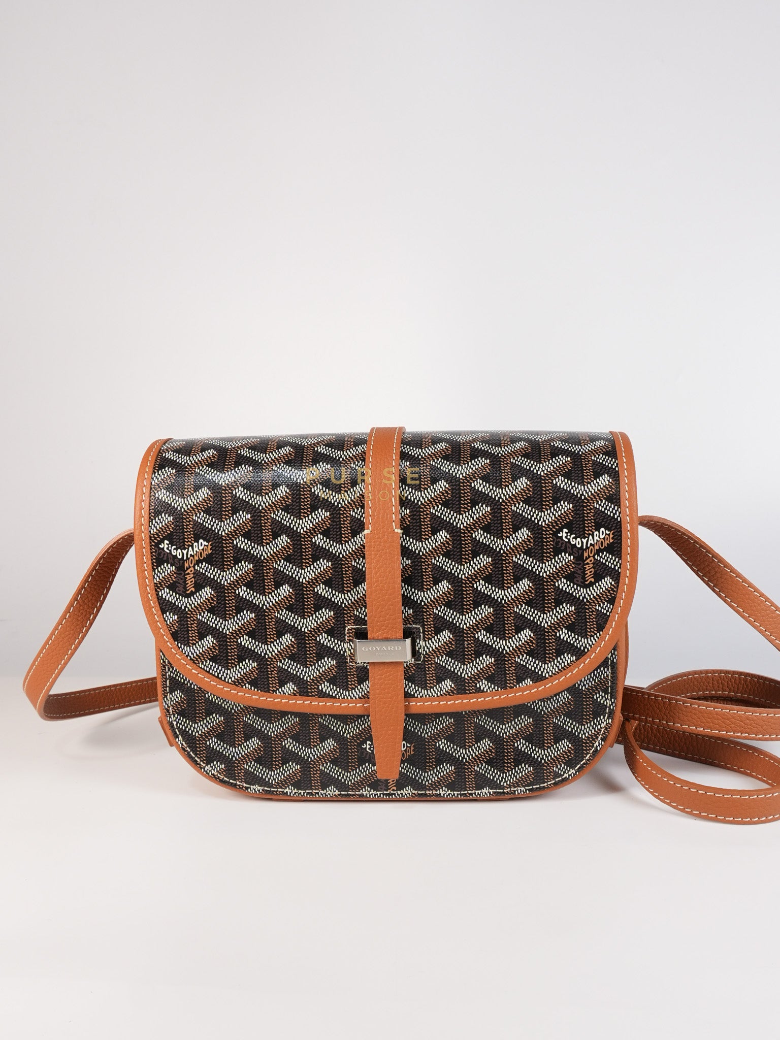 Belvedere PM Noir Et Naturel/Tan Goyardine Canvas | Purse Maison Luxury Bags Shop