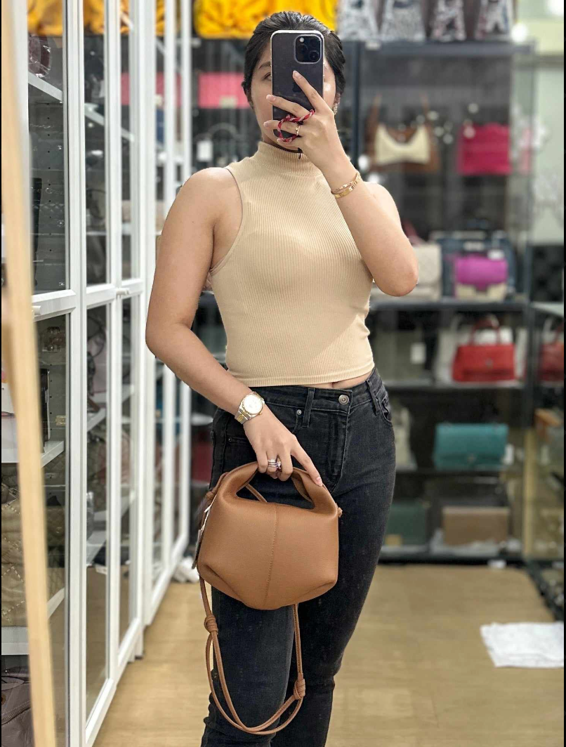 Beri in Camel Graine Textured Leather Bag | Purse Maison Luxury Bags Shop