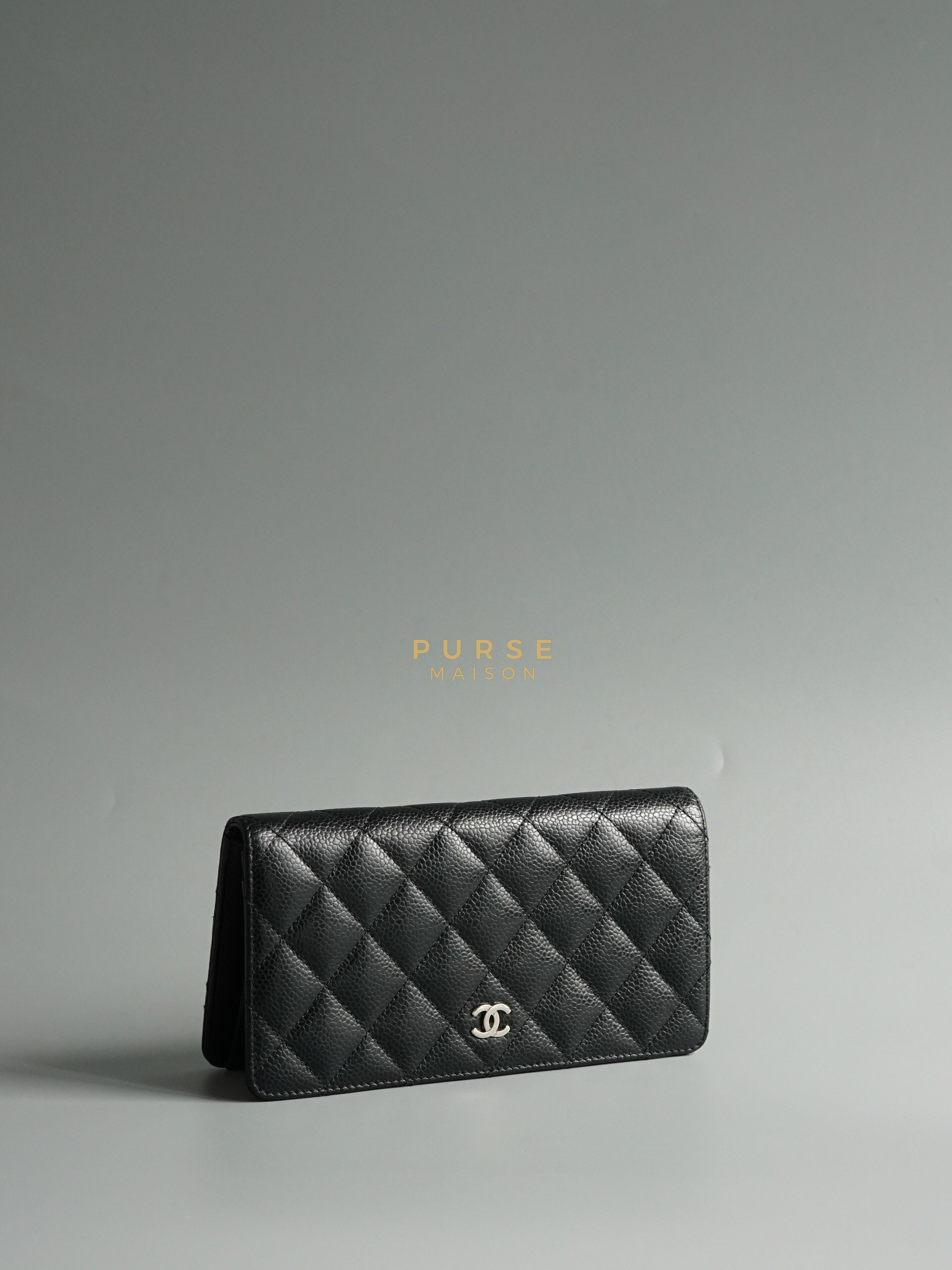 Bi-fold Long Wallet in Black Caviar Leather & Silver Hardware Series 19 | Purse Maison Luxury Bags Shop