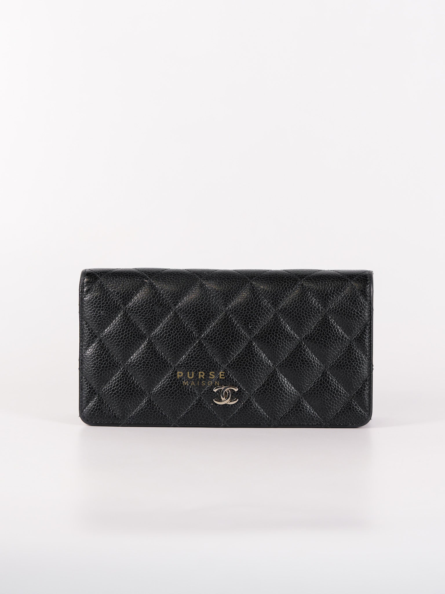 Bi-Fold Long Wallet in Black Quilted Caviar Leather Series 22 | Purse Maison Luxury Bags Shop