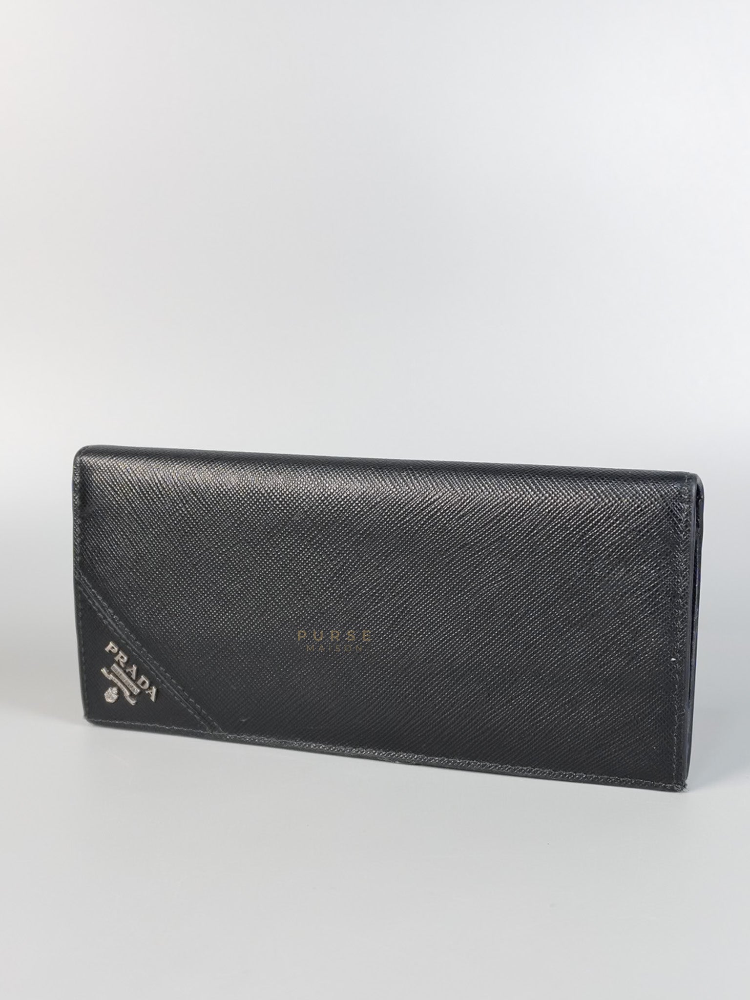 Bi-fold Wallet in Black Saffiano Leather | Purse Maison Luxury Bags Shop