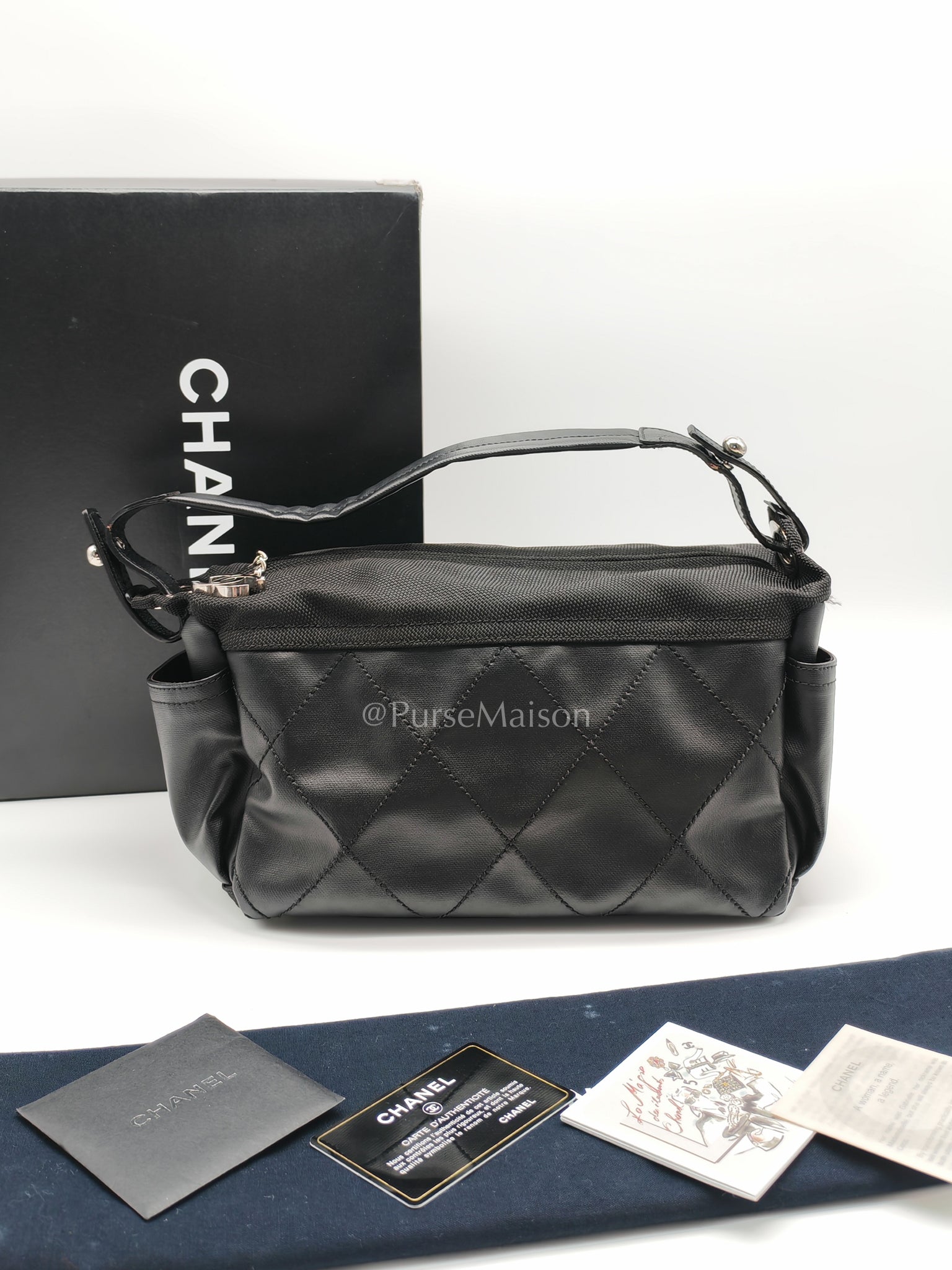 Biarritz Coated Canvas Shoulder Bag in Silver Hardware Series 11 | Purse Maison Luxury Bags Shop