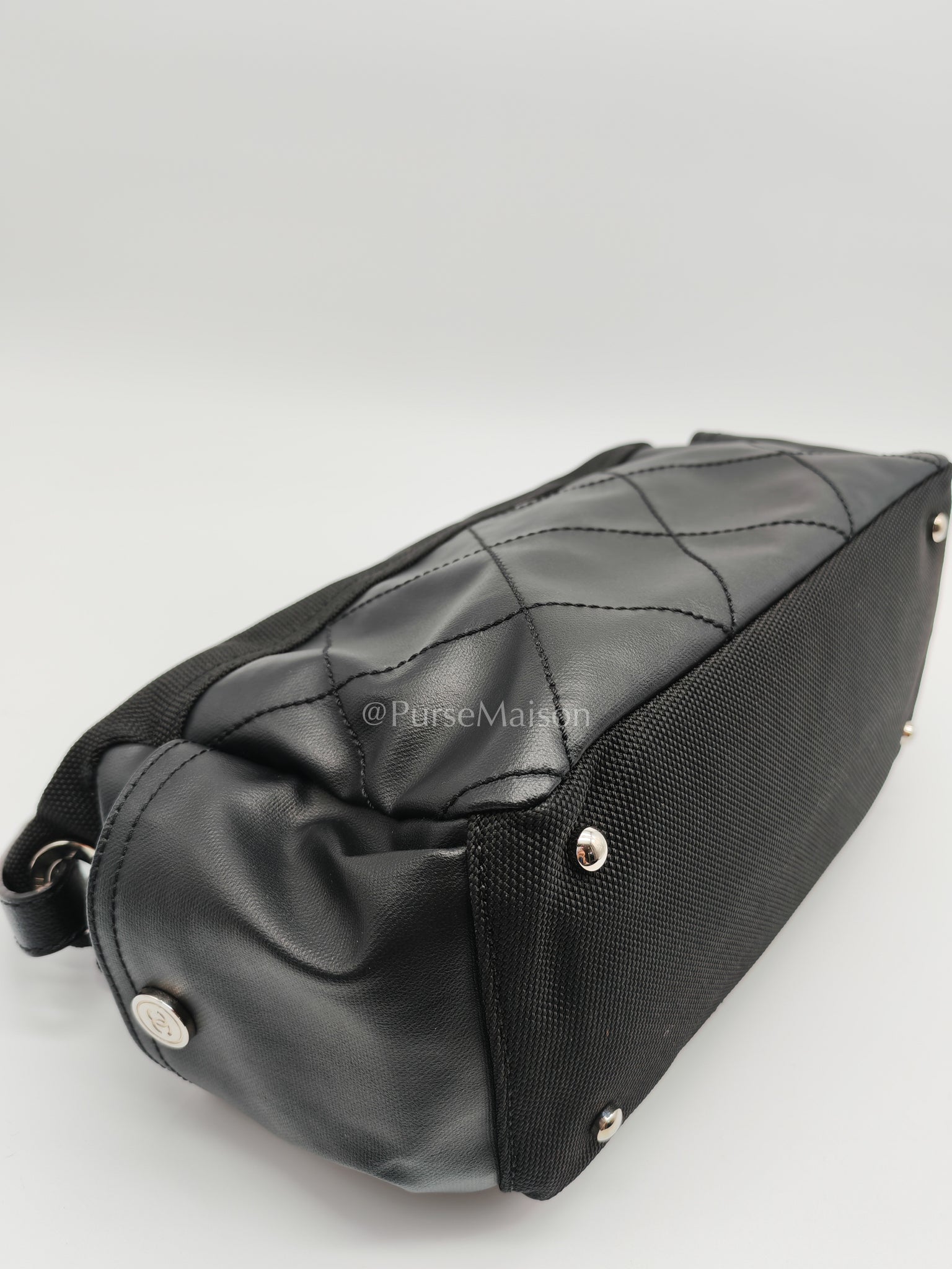 Biarritz Coated Canvas Shoulder Bag in Silver Hardware Series 11 | Purse Maison Luxury Bags Shop