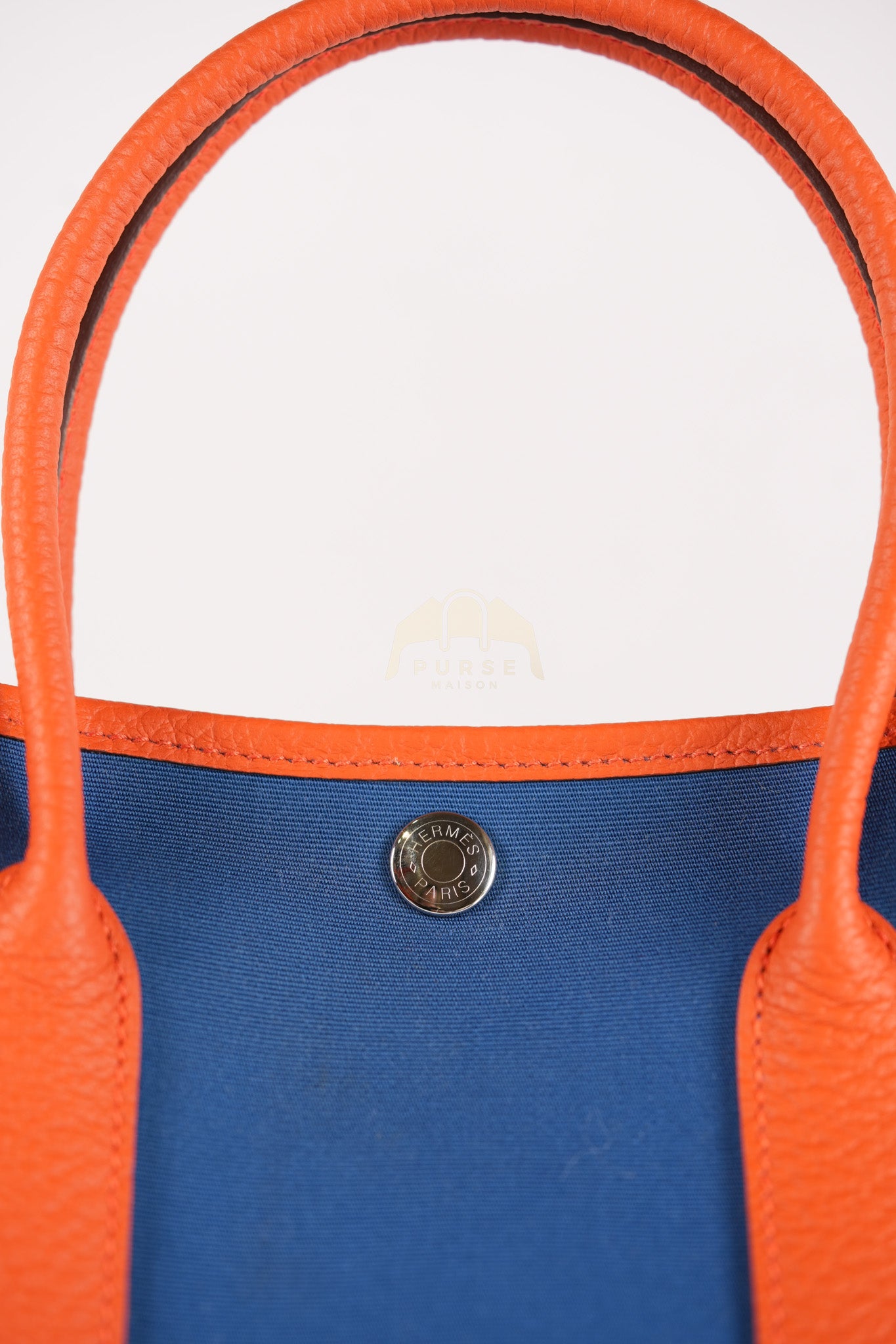 Bicolor Garden Party Tote Bag (GPT) 30 in Orange & Blue Canvas Palladium Hardware Stamp X(2016) | Purse Maison Luxury Bags Shop