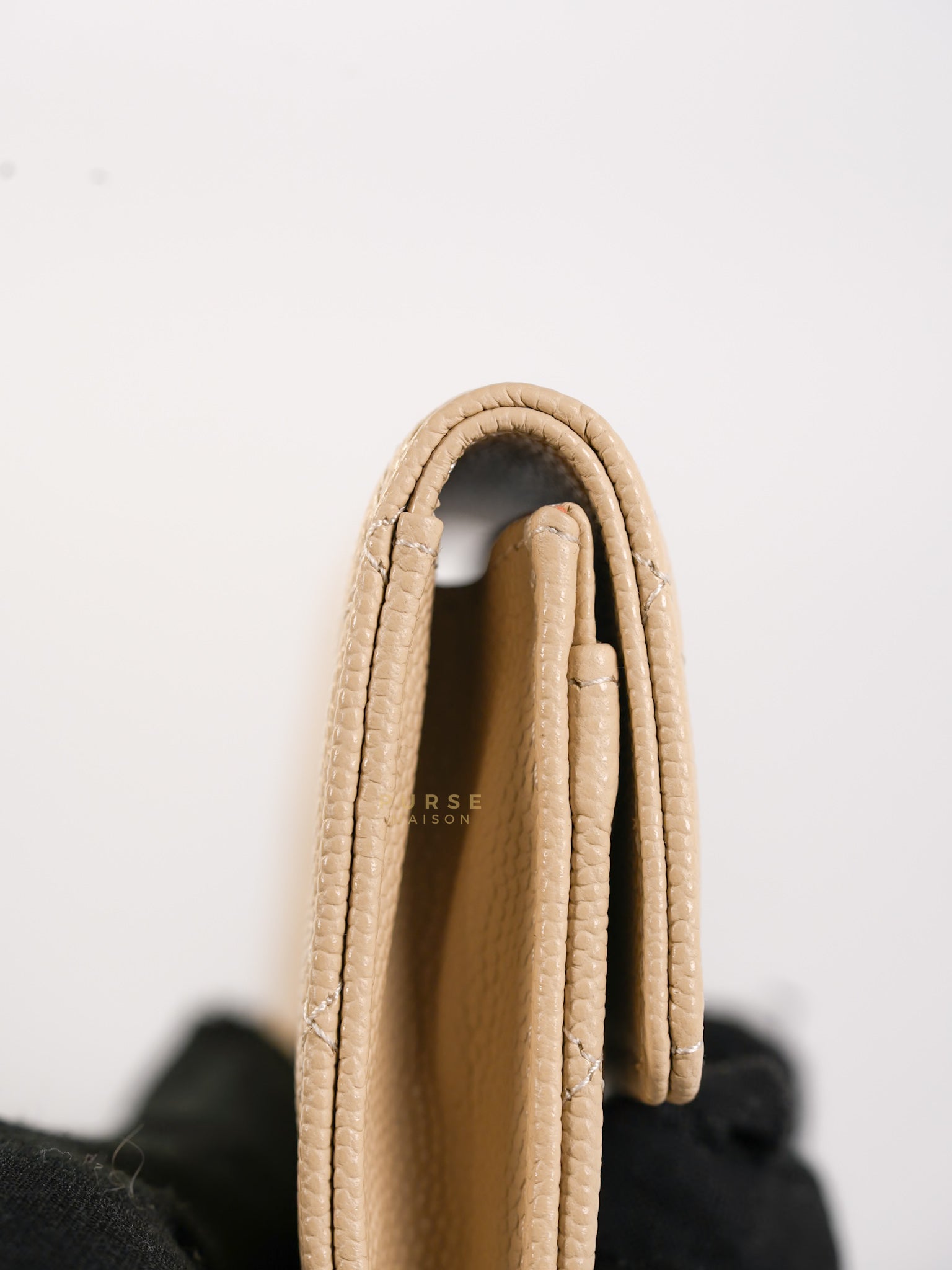 Big CC Flap Card Holder in Beige Caviar Leather Gold Hardware(Microchip) | Purse Maison Luxury Bags Shop