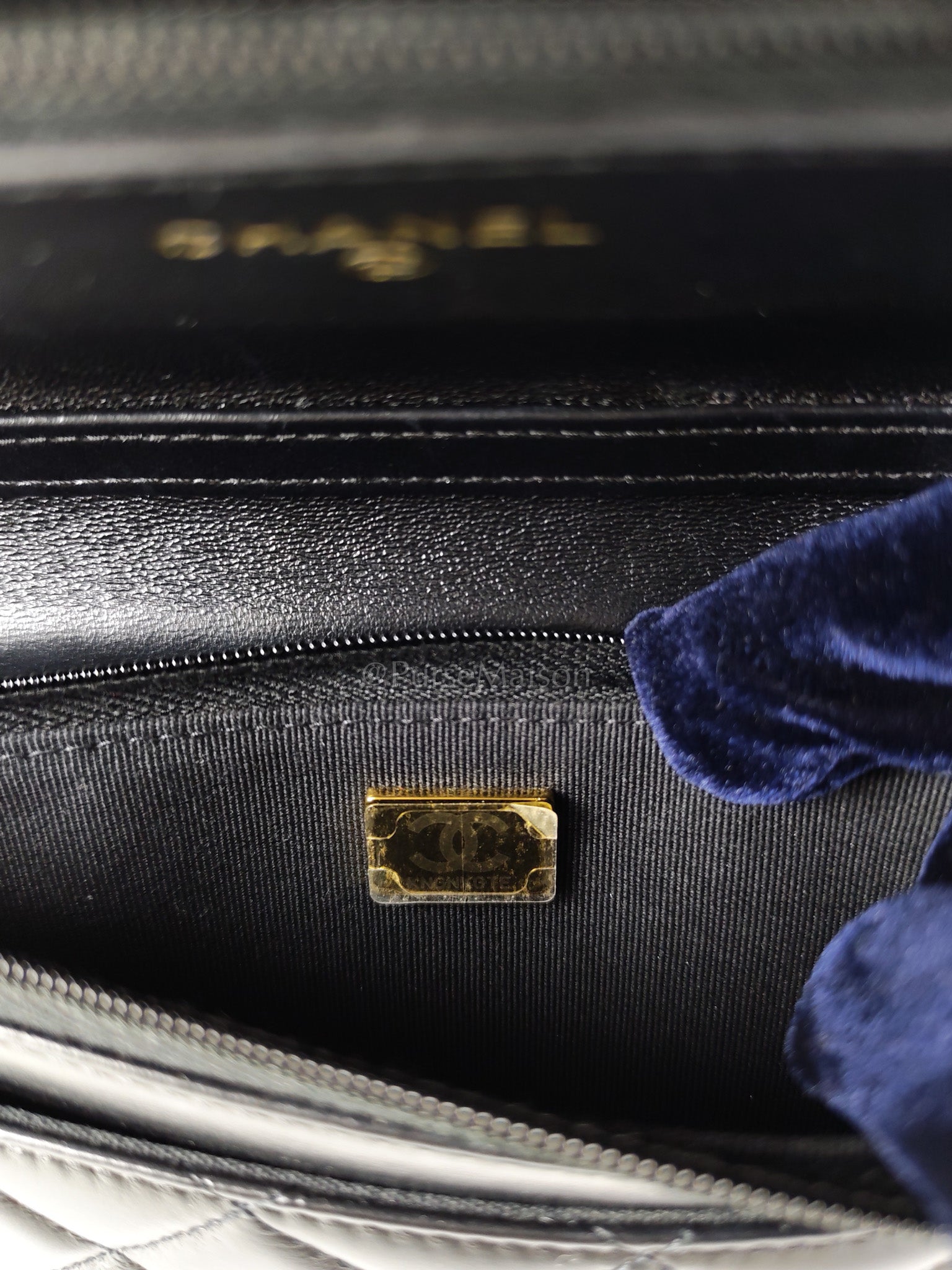 Big CC Logo Wallet on Chain in Black Lambskin Leather Aged Gold Hardware (Microchip) | Purse Maison Luxury Bags Shop