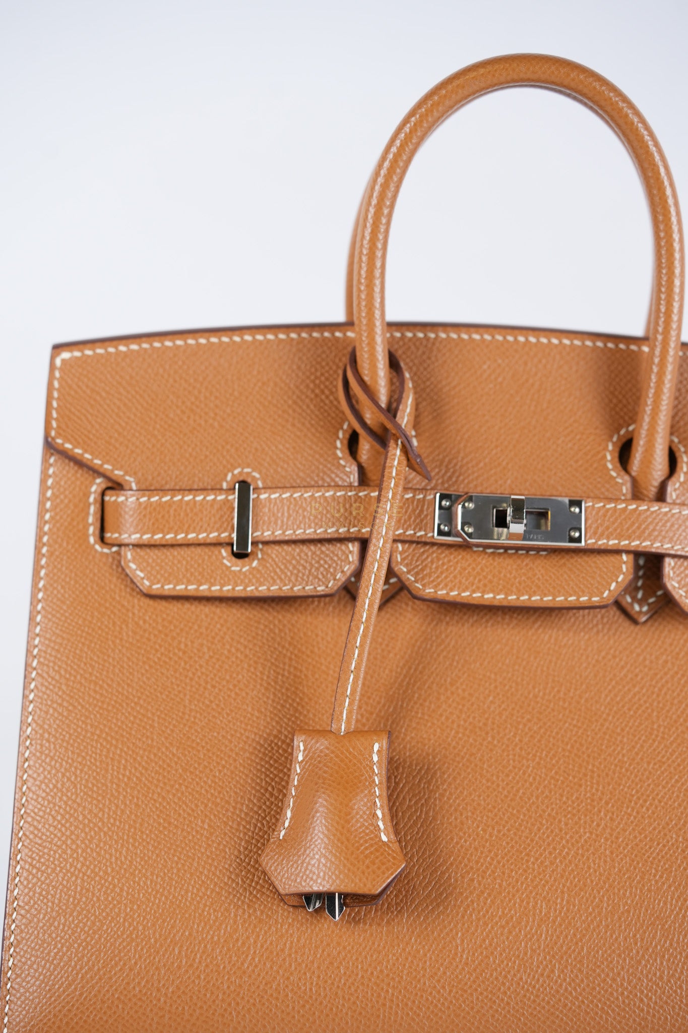 Bikrin 25 Sellier in Gold Epsom Leather and Palladium Hardware Stamp U (2022) | Purse Maison Luxury Bags Shop