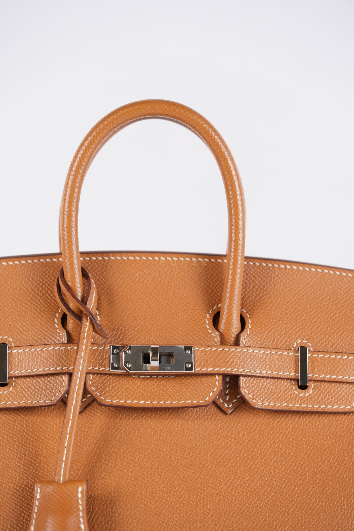 Bikrin 25 Sellier in Gold Epsom Leather and Palladium Hardware Stamp U (2022) | Purse Maison Luxury Bags Shop