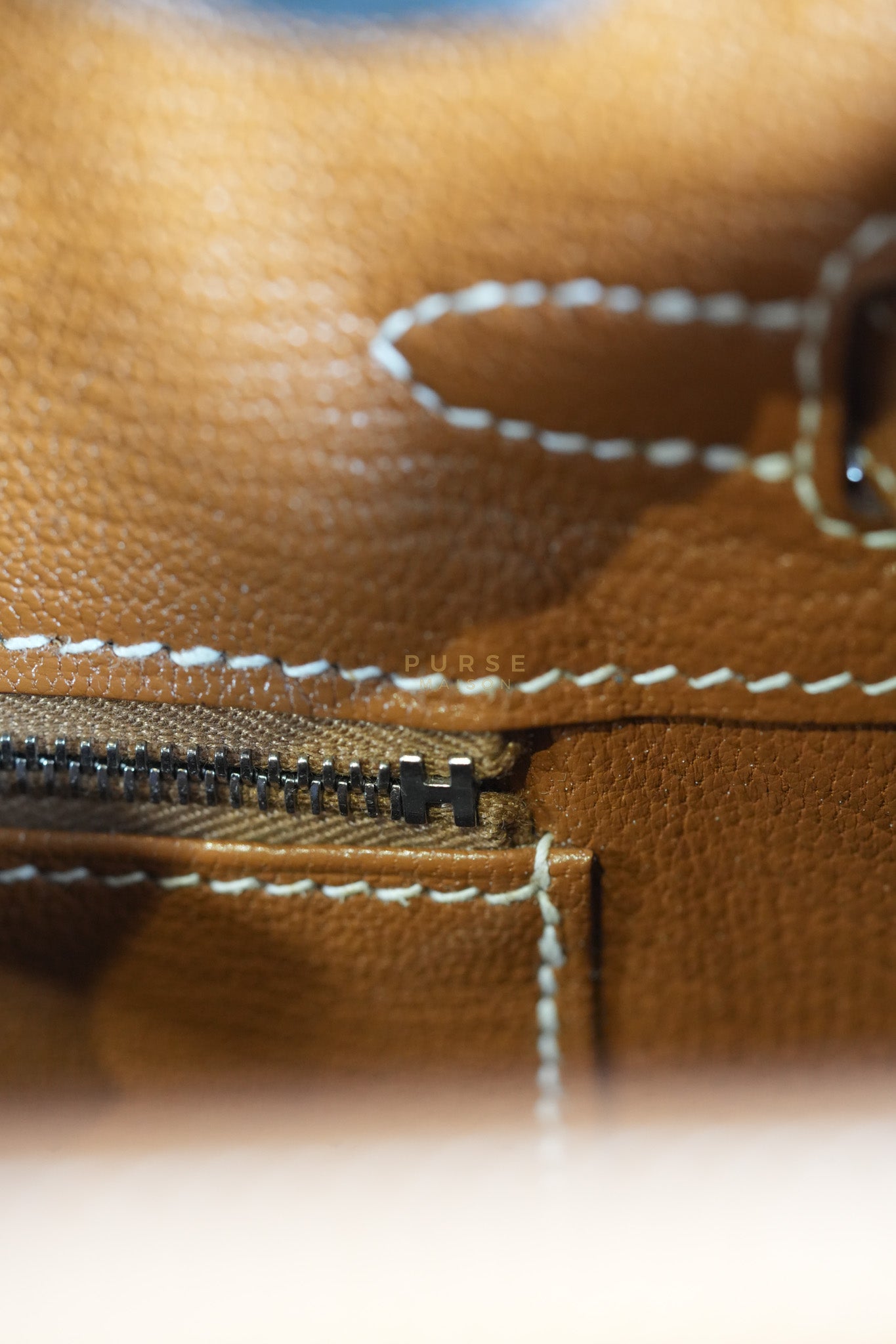 Bikrin 25 Sellier in Gold Epsom Leather and Palladium Hardware Stamp U (2022) | Purse Maison Luxury Bags Shop