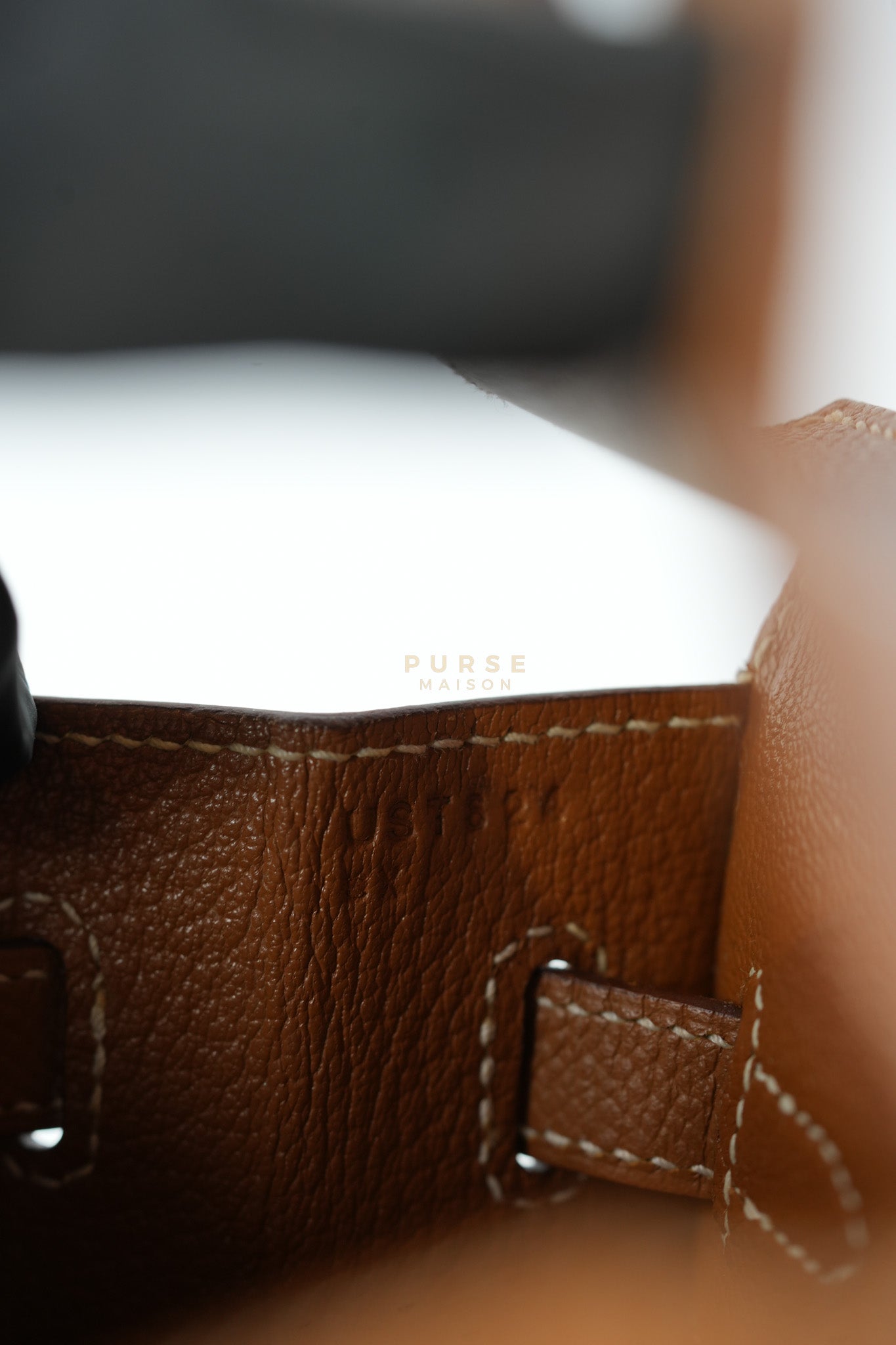 Bikrin 25 Sellier in Gold Epsom Leather and Palladium Hardware Stamp U (2022) | Purse Maison Luxury Bags Shop