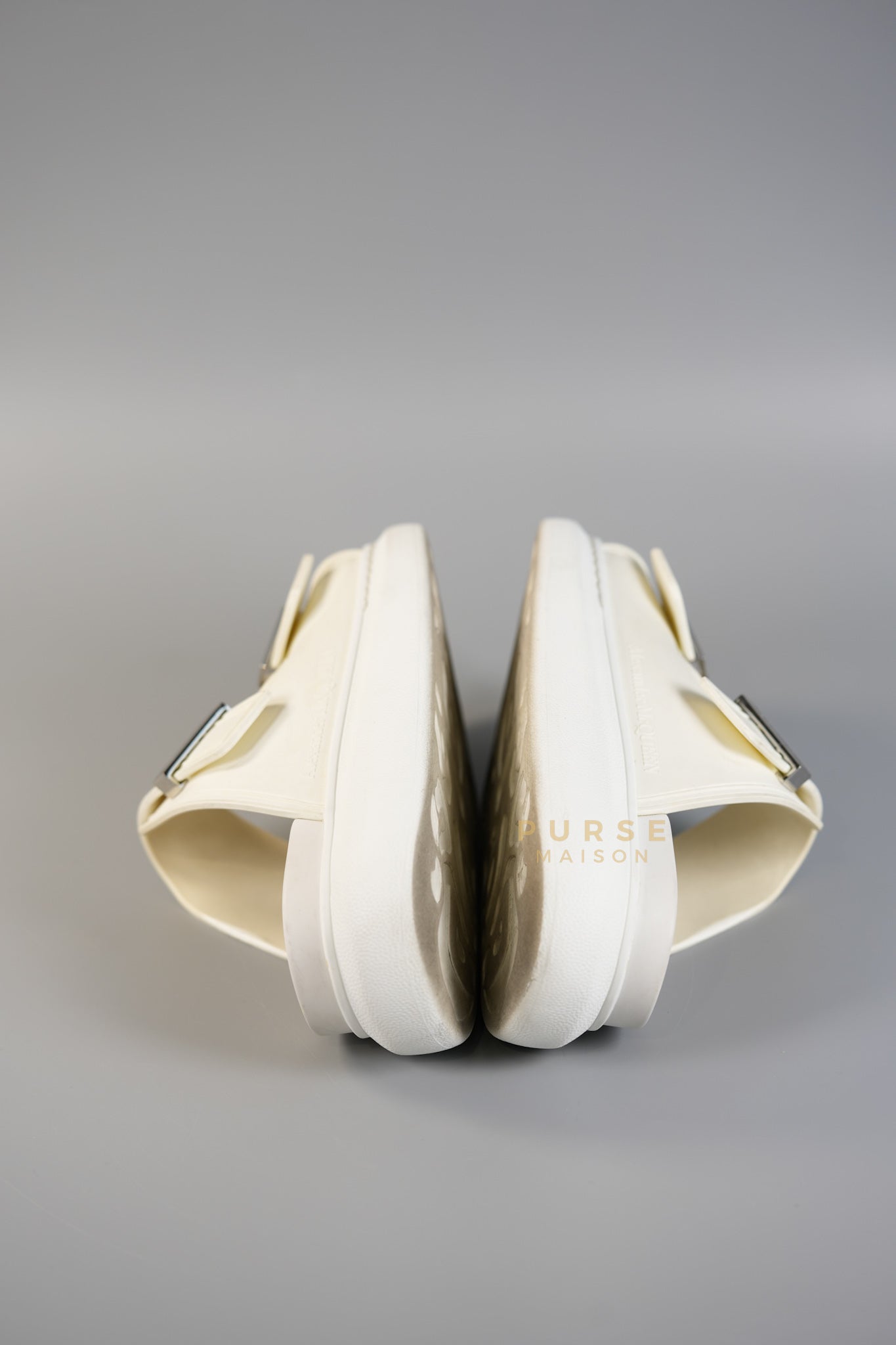 Birke Rubber Slide in New Ivory and Silver (Size 39 EU) | Purse Maison Luxury Bags Shop