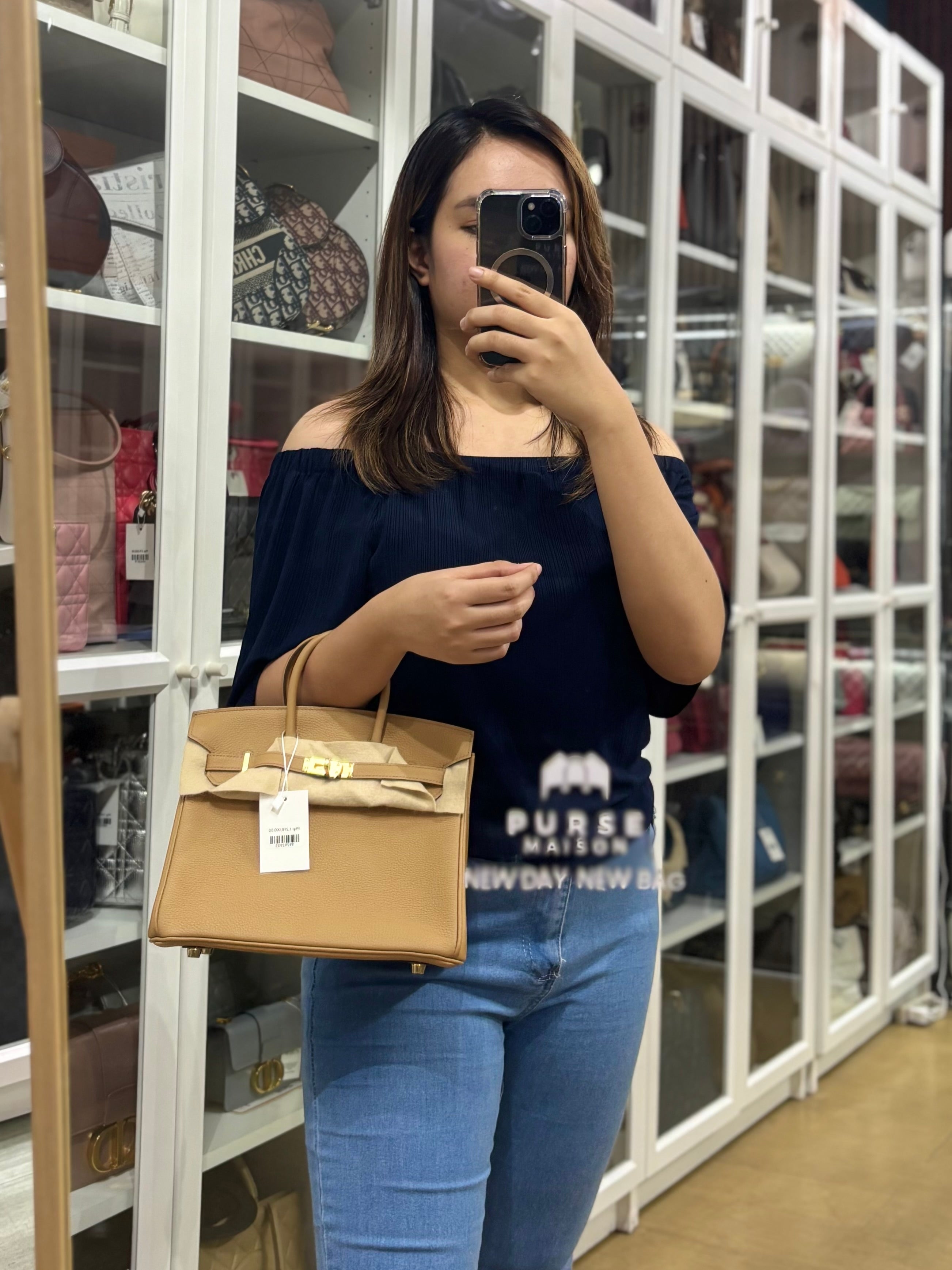 Birkin 25 Biscuit Togo Leather in Gold Hardware Stamp Z (2021) | Purse Maison Luxury Bags Shop