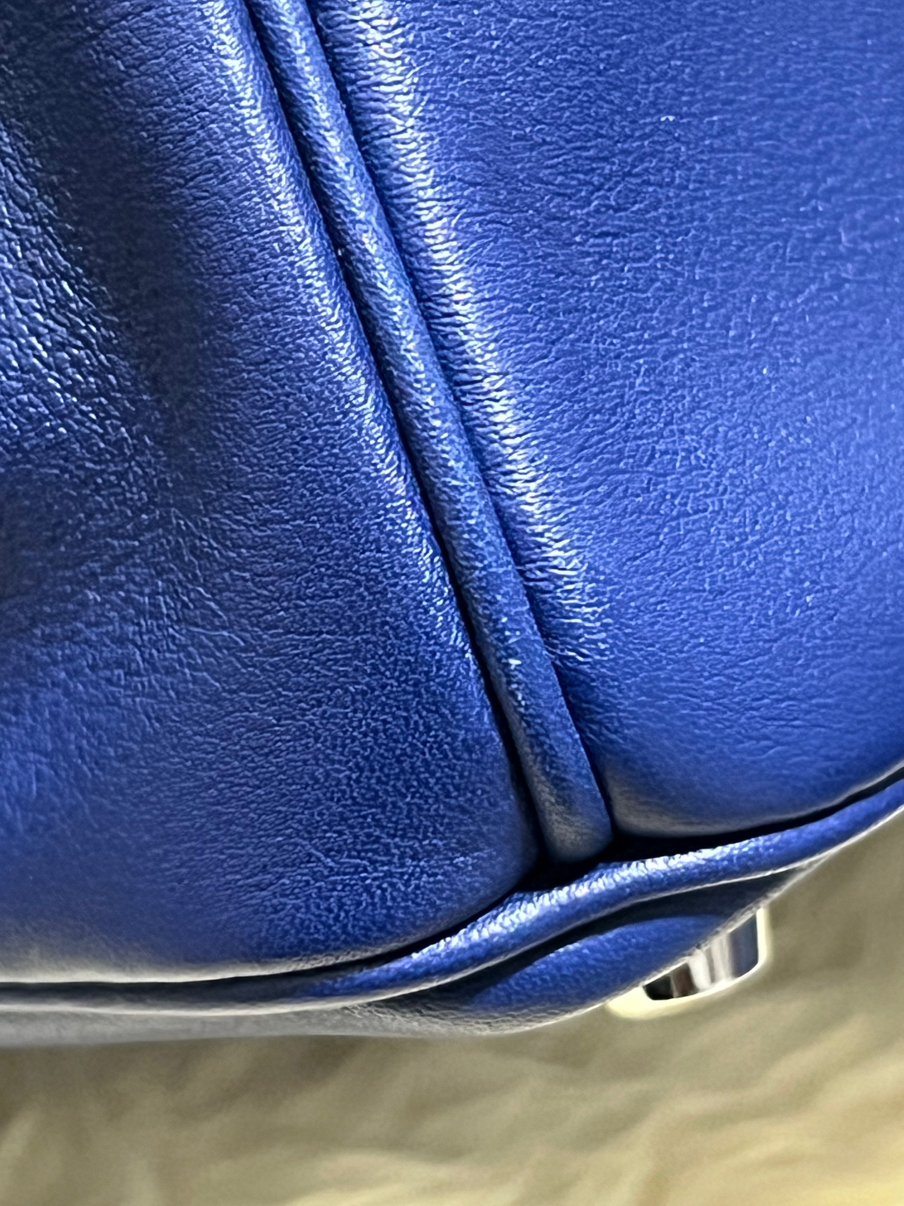 Birkin 25 Blue Saphire Swift Leather in Palladium Hardware Stamp X (2016) | Purse Maison Luxury Bags Shop
