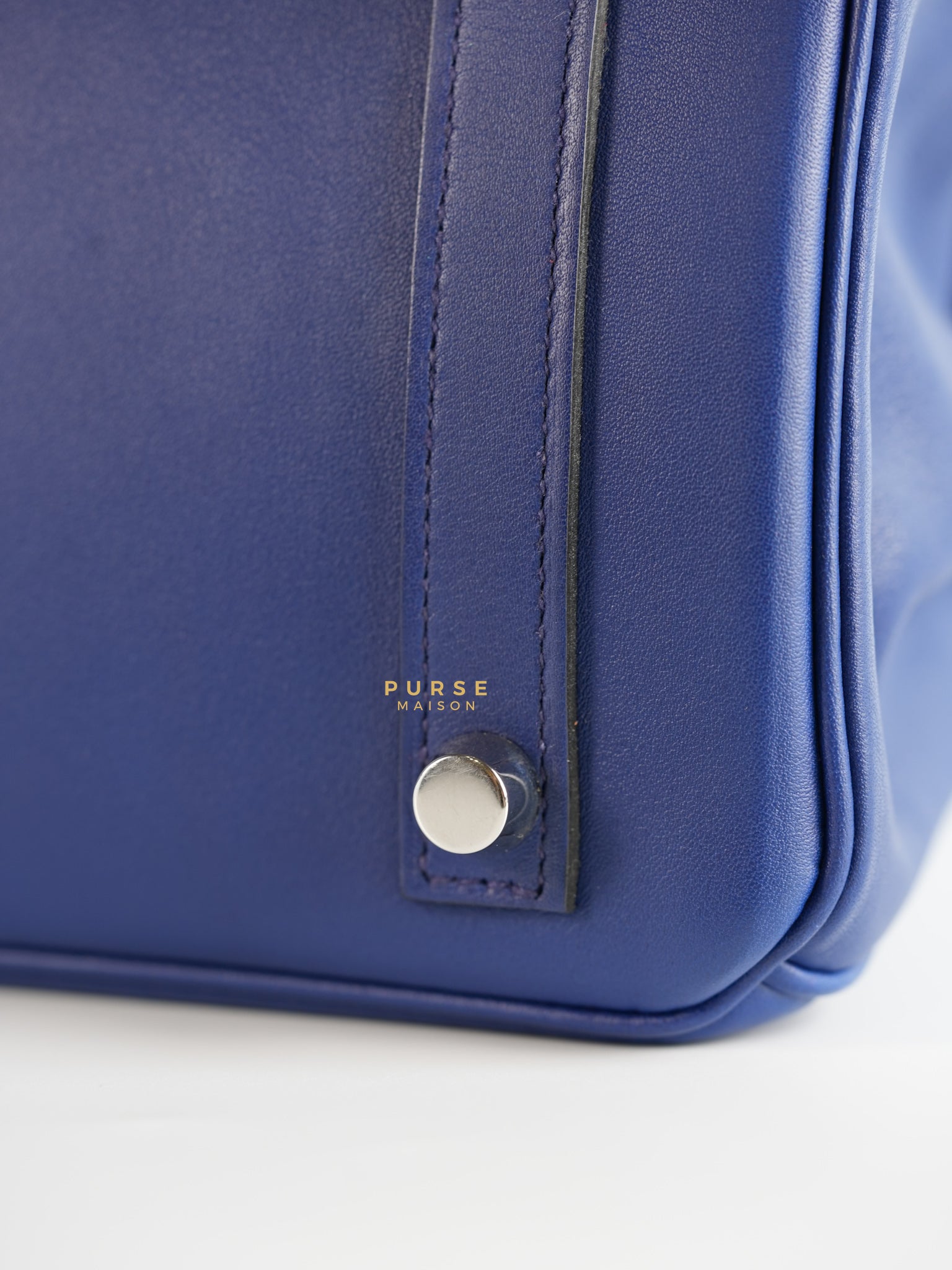 Birkin 25 Blue Saphire Swift Leather in Palladium Hardware Stamp X (2016) | Purse Maison Luxury Bags Shop