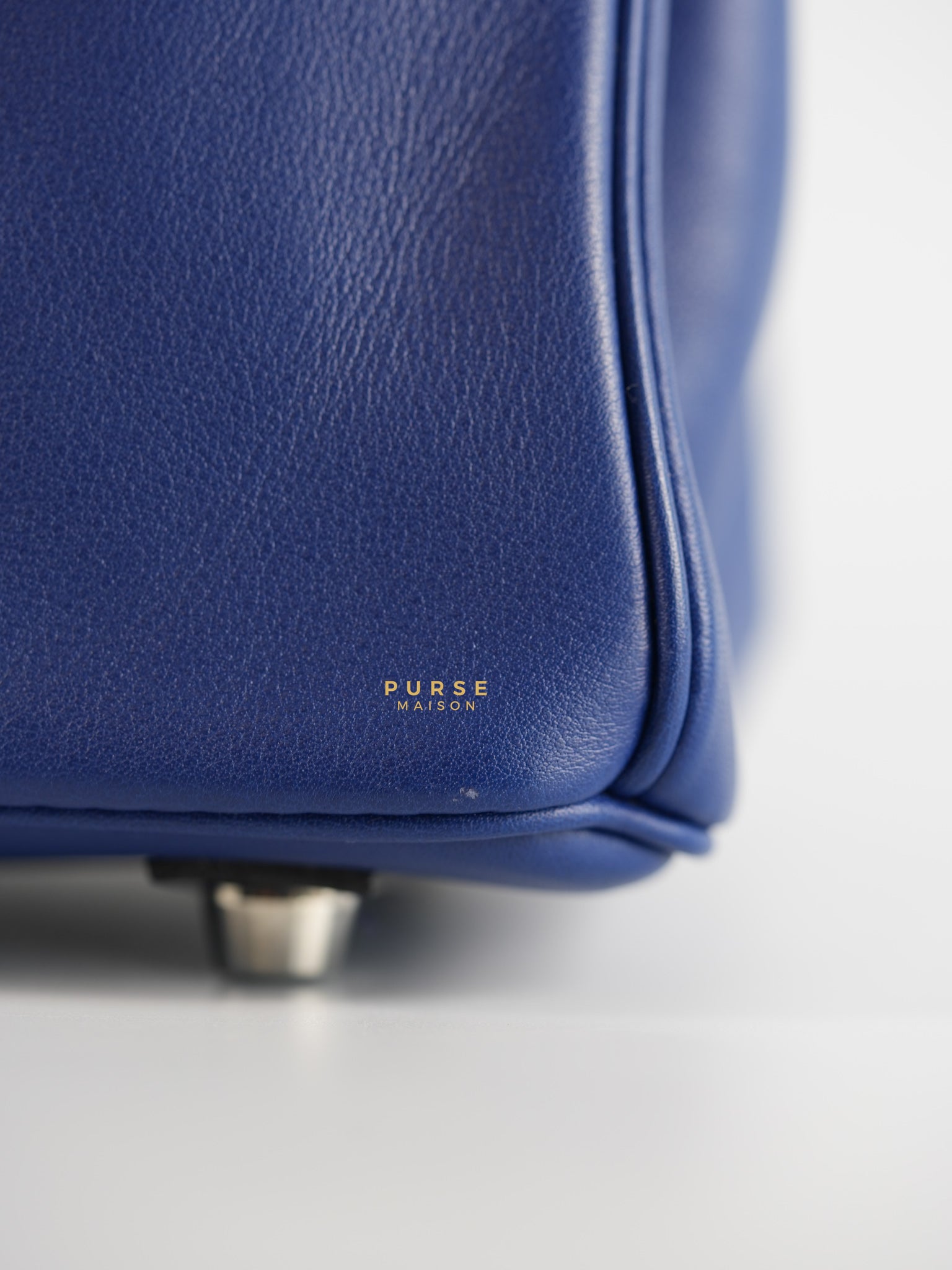 Birkin 25 Blue Saphire Swift Leather in Palladium Hardware Stamp X (2016) | Purse Maison Luxury Bags Shop