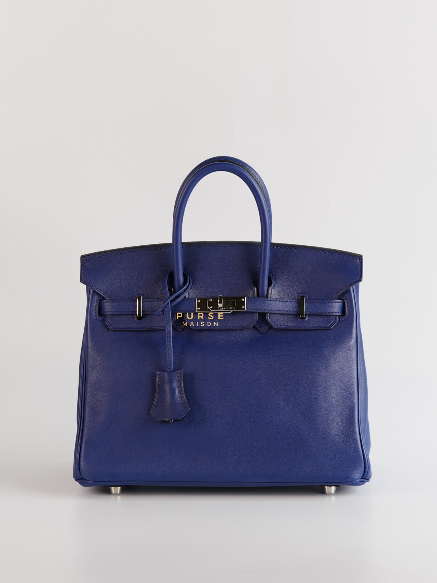 Birkin 25 Blue Saphire Swift Leather in Palladium Hardware Stamp X (2016) | Purse Maison Luxury Bags Shop