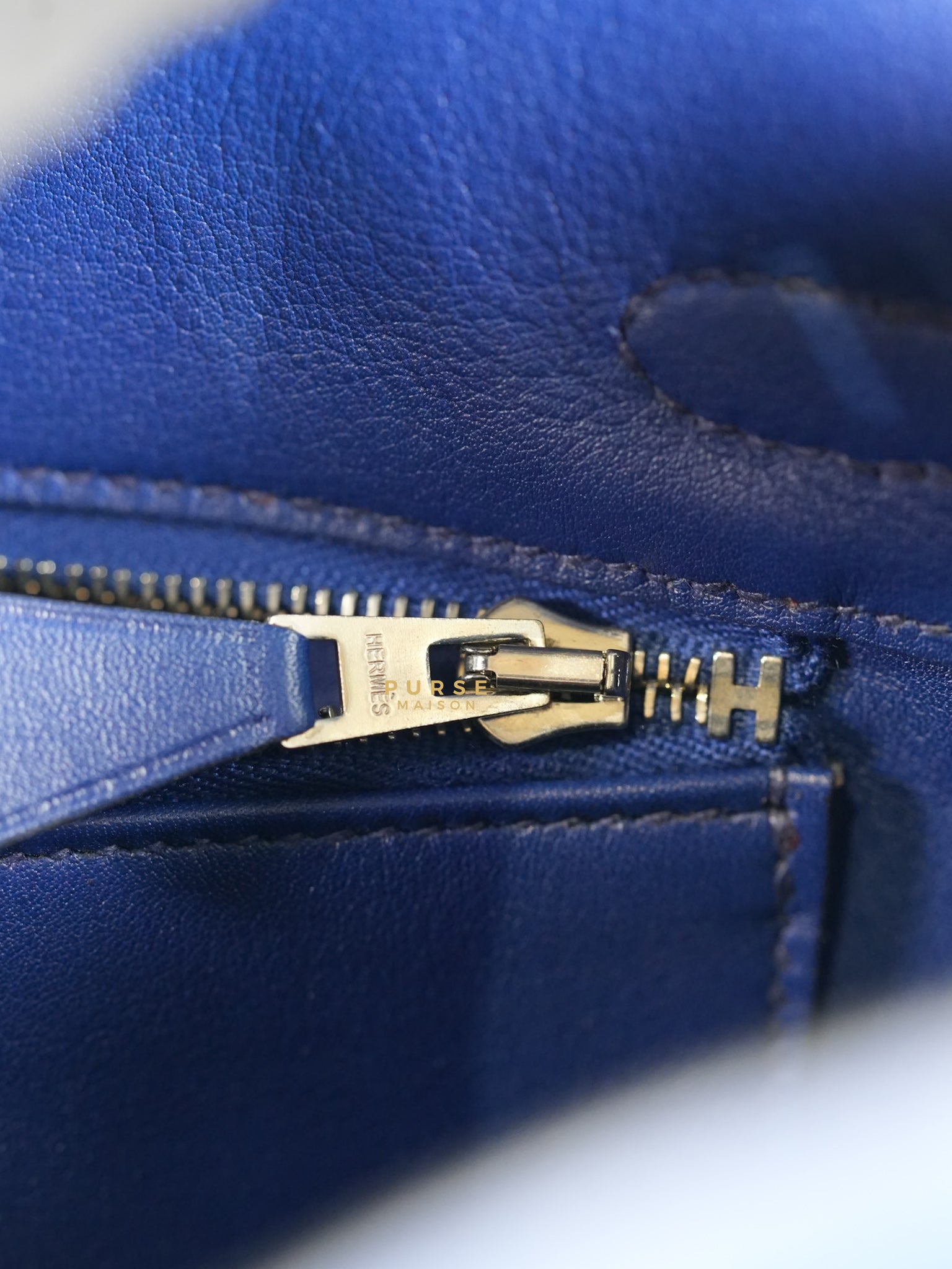 Birkin 25 Blue Saphire Swift Leather in Palladium Hardware Stamp X (2016) | Purse Maison Luxury Bags Shop