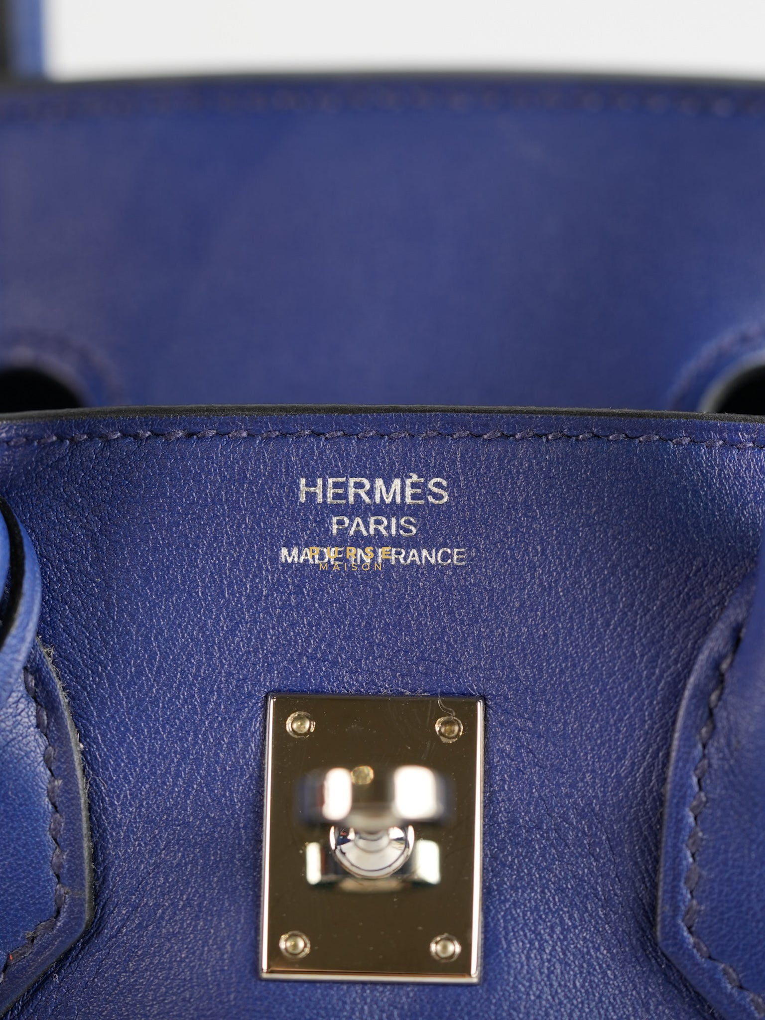 Birkin 25 Blue Saphire Swift Leather in Palladium Hardware Stamp X (2016) | Purse Maison Luxury Bags Shop