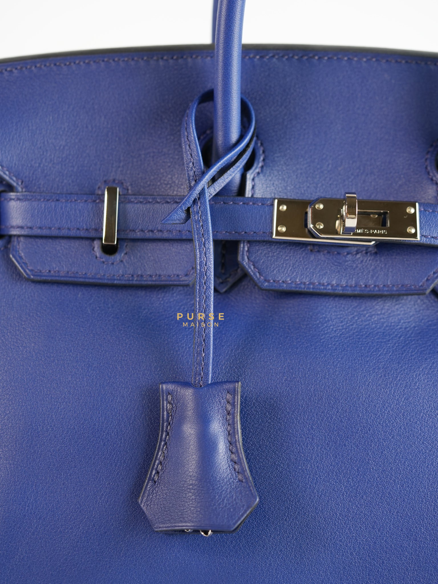 Birkin 25 Blue Saphire Swift Leather in Palladium Hardware Stamp X (2016) | Purse Maison Luxury Bags Shop