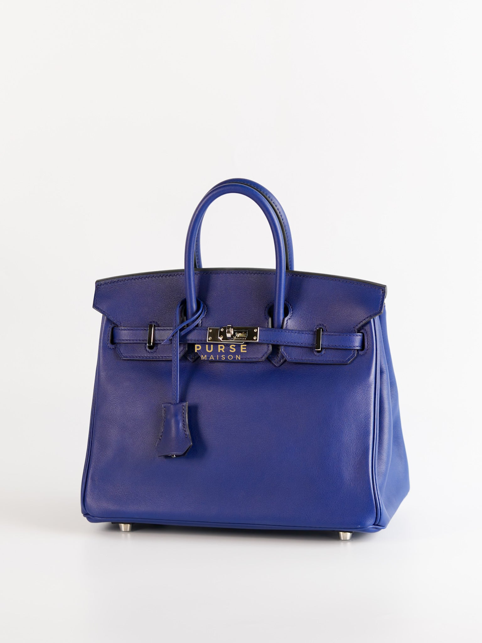 Birkin 25 Blue Saphire Swift Leather in Palladium Hardware Stamp X (2016) | Purse Maison Luxury Bags Shop