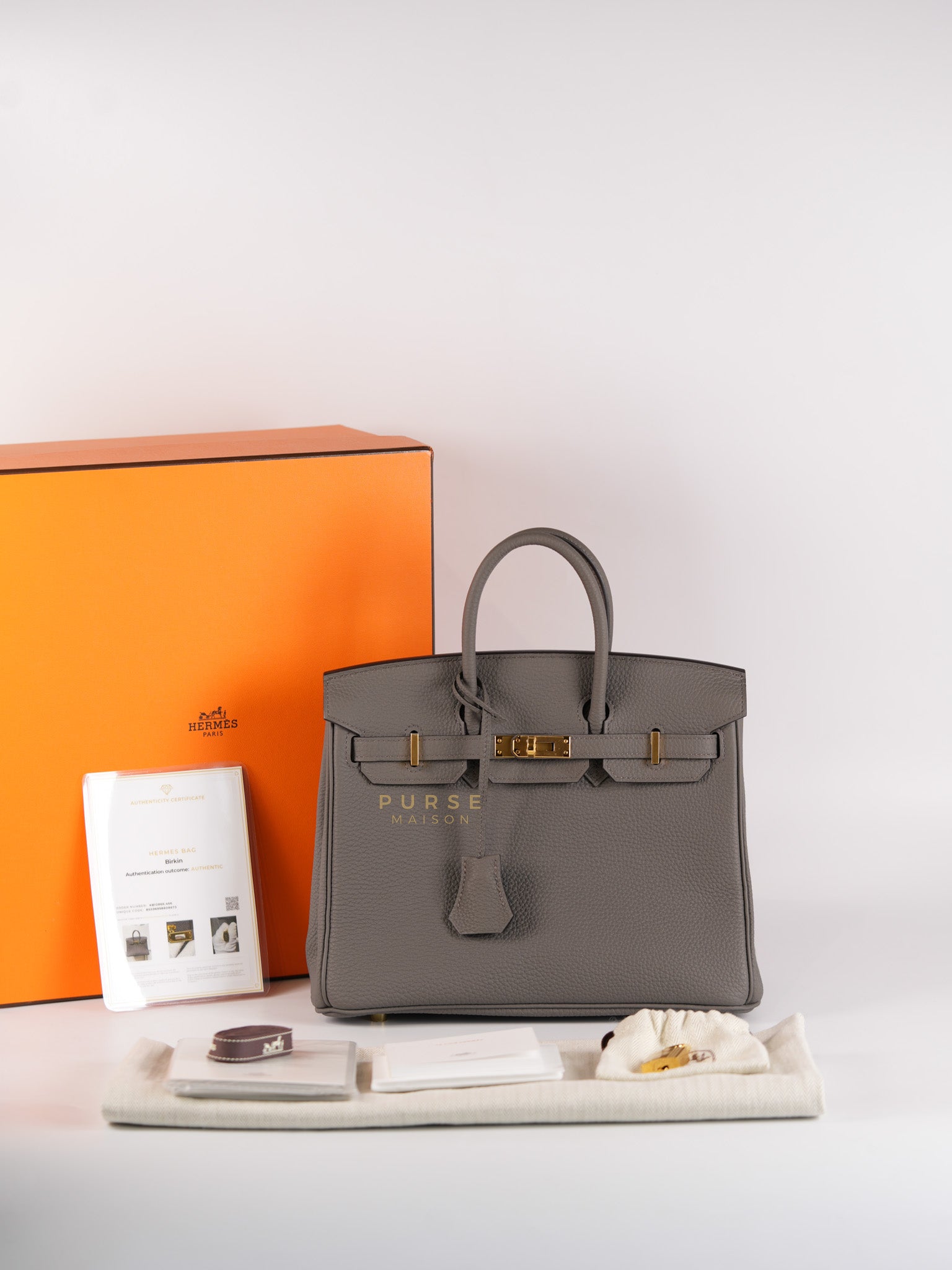 Birkin 25 Etain Veau Togo Leather & Gold Hardware Stamp Y(2020) | Purse Maison Luxury Bags Shop