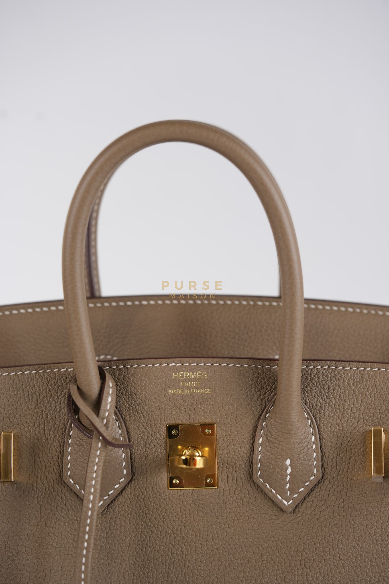 Birkin 25 Etoupe in Togo Leather and Gold Hardware Stamp W (2024) | Purse Maison Luxury Bags Shop